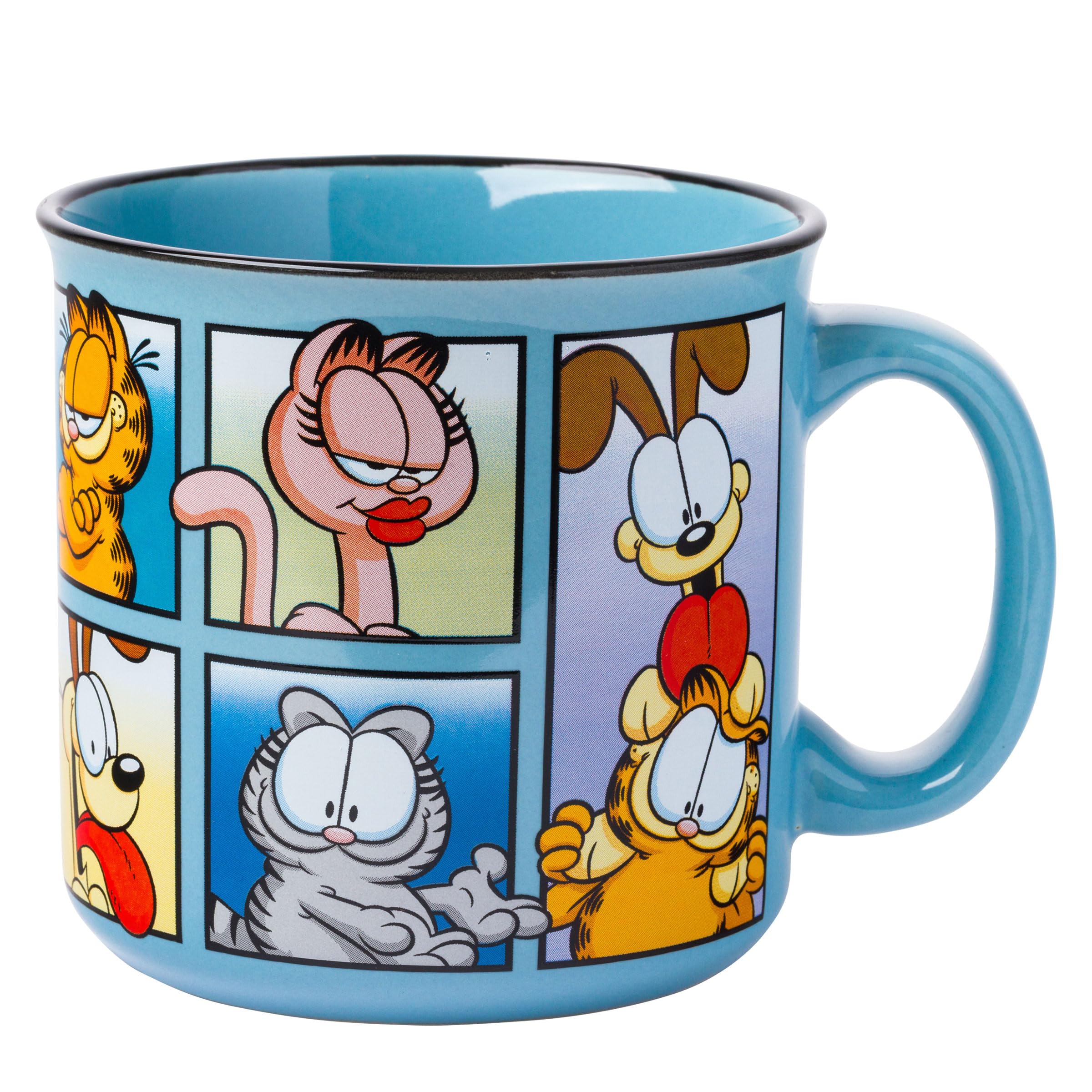 Silver Buffalo Garfield Featuring Odie, Arlene, Nermal, and Jon Ceramic Camper Coffee Mug, 20 Ounces