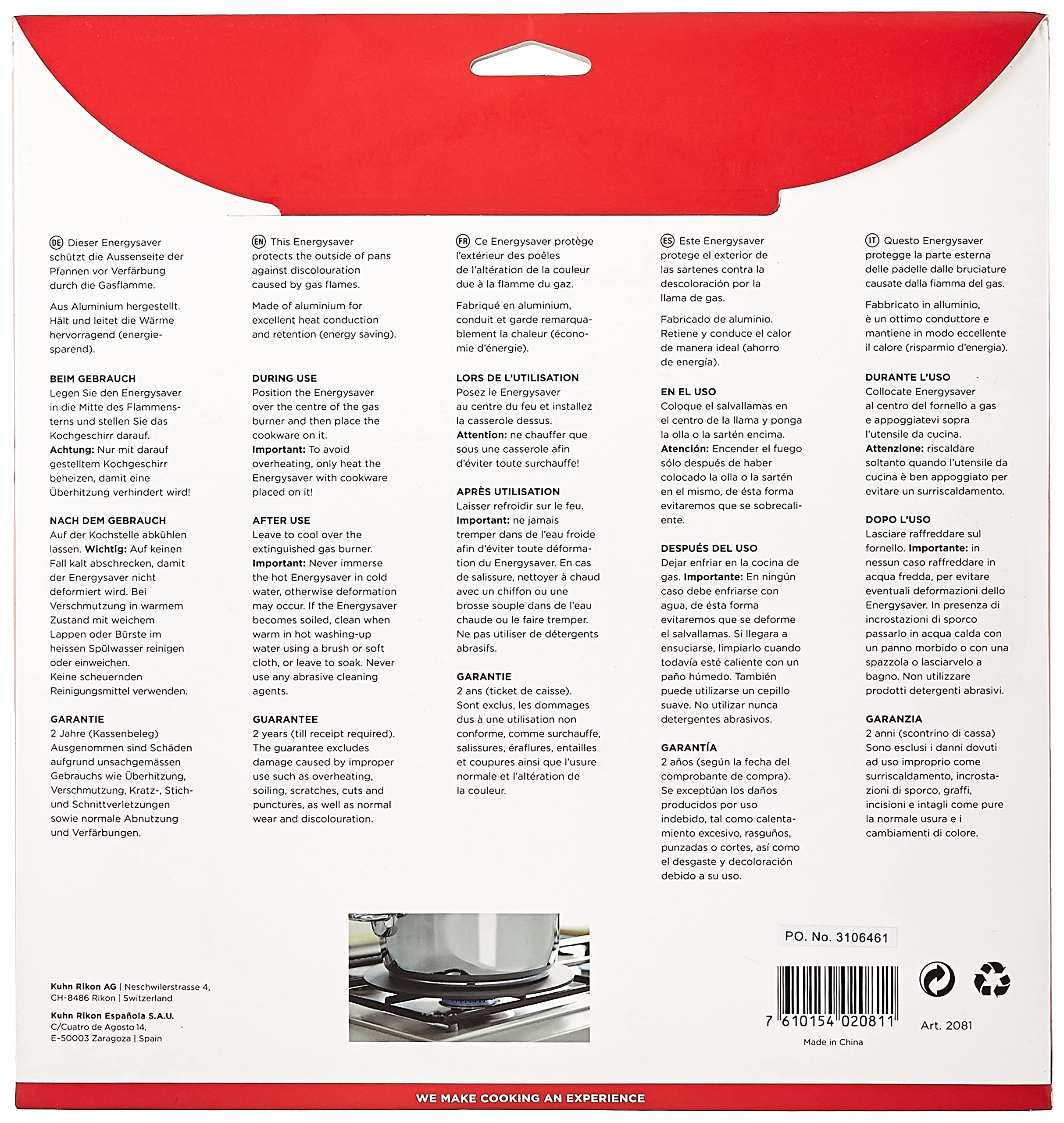 Kuhn Rikon Energy Saver/Flame Protect 9.5-Inch