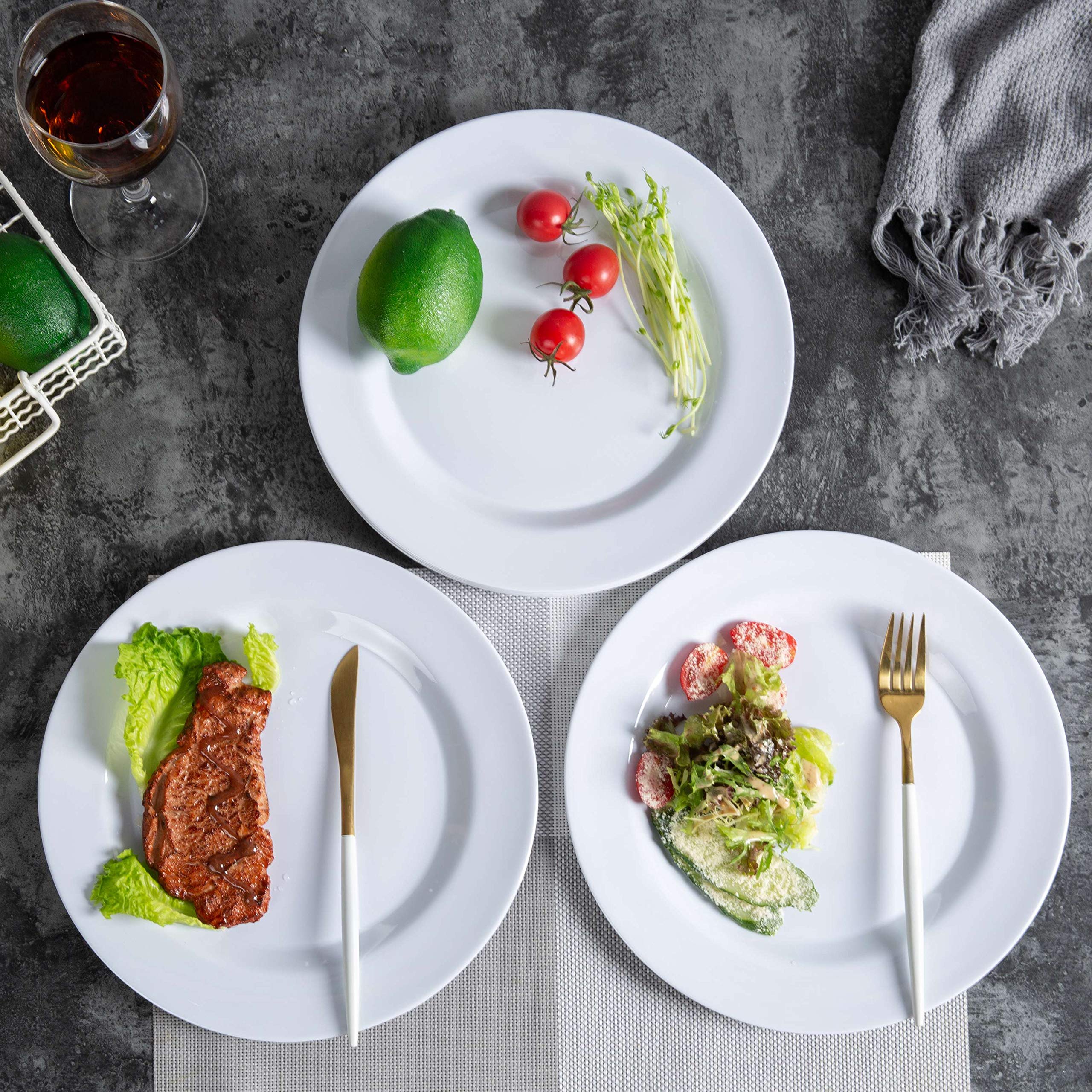 Melamine Dinner Plates Set - 10 3/4 Inch White Melamne Plates, 6Pcs Dinner Dishes Set For Everyday Use, Dishwasher Safe,Unbreaka