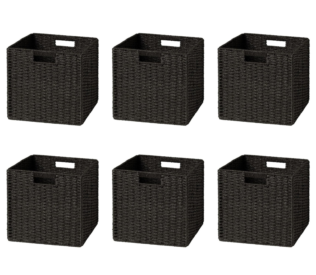 Ubbcare 6 Pack Wicker Basket, 11L  11H  10.5W Inch Woven Paper Rope Storage Baskets For Shelves, Foldable Cube Storage Bin With
