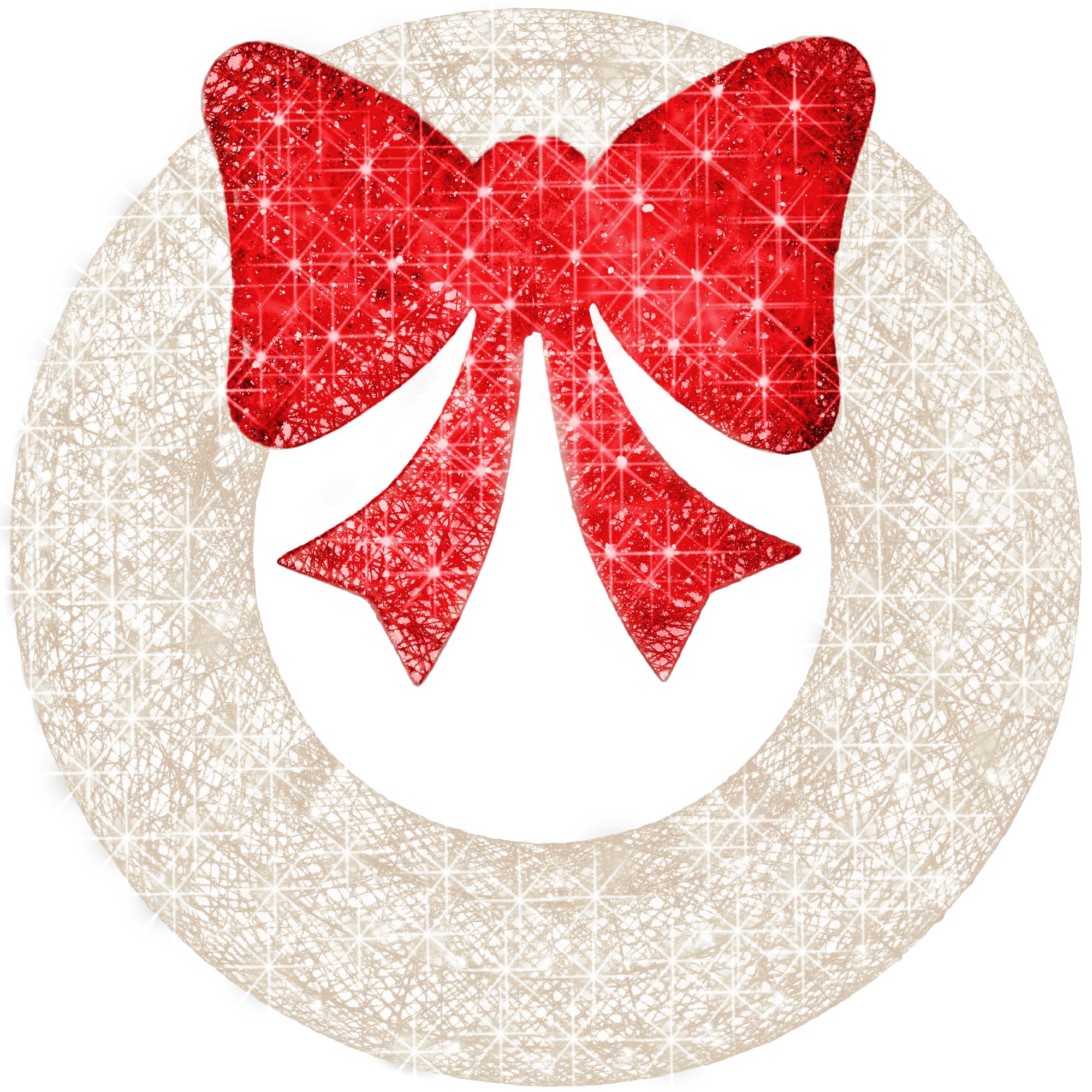 Best Choice Products 30in Pre-Lit Outdoor Christmas Wreath Decoration, LED Metal Holiday Decor for Home w/ 100 Lights, Bow - Whi