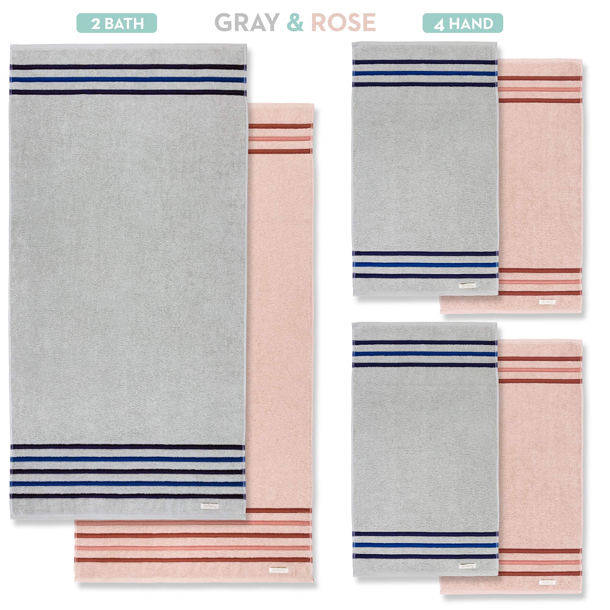 Softerry Finesse Bath Towel Set - 100% Soft Cotton - Extra Absorbent Plush And Fluffy - Luxury Hotel & Spa Quality - Fade Resist