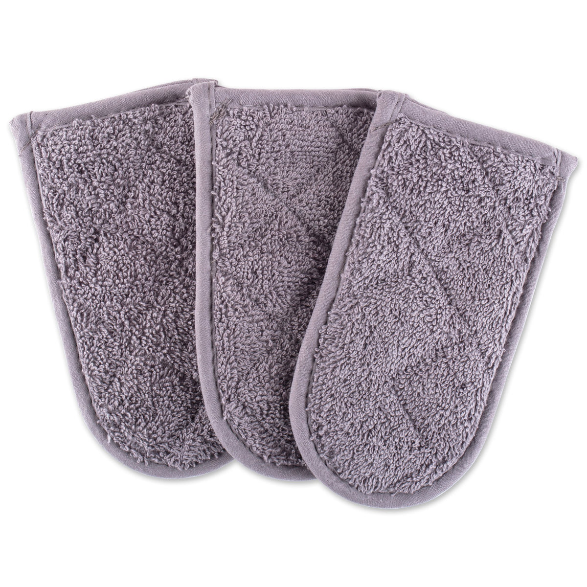 Dii Basic Terry Collection Quilted 100% Cotton, Pan Handle, Gray, 3 Piece