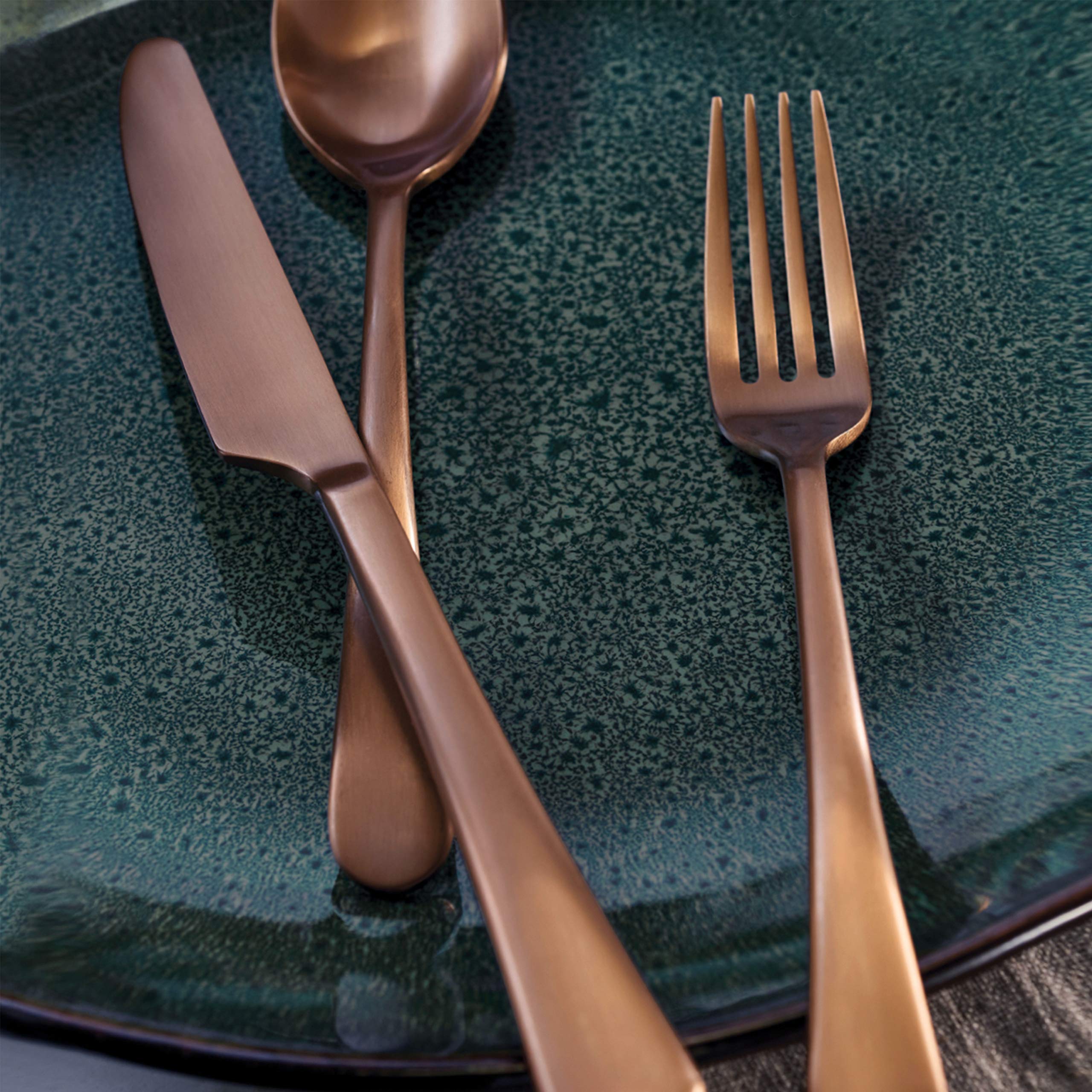 Hampton Forge Skandia Mirabella Satin Flatware Set, 20 Piece, Copper