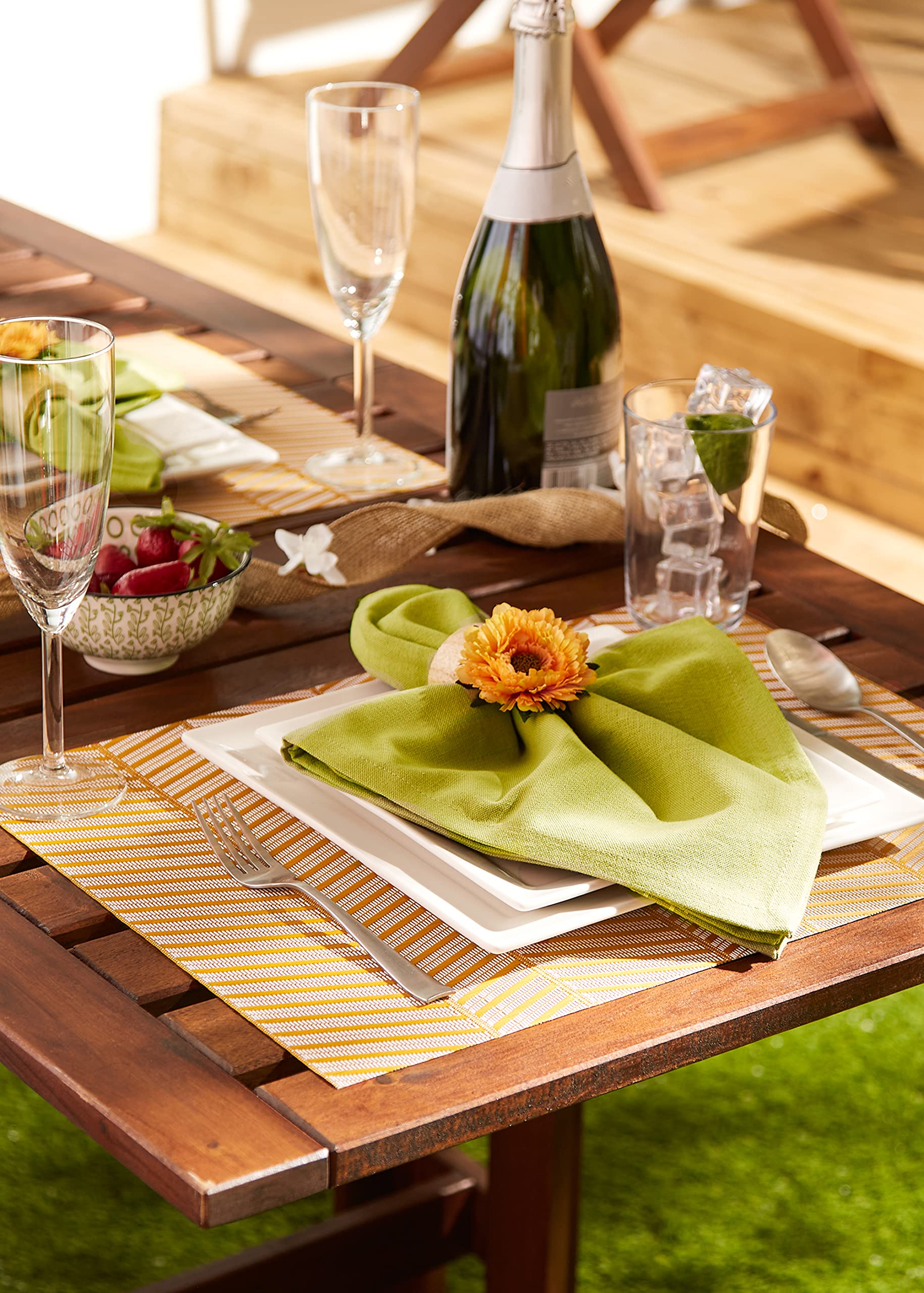 Dii Farmhouse Stripe Woven Tabletop Collection Placemat Set, 13X17.25, Honey Gold, 6 Piece