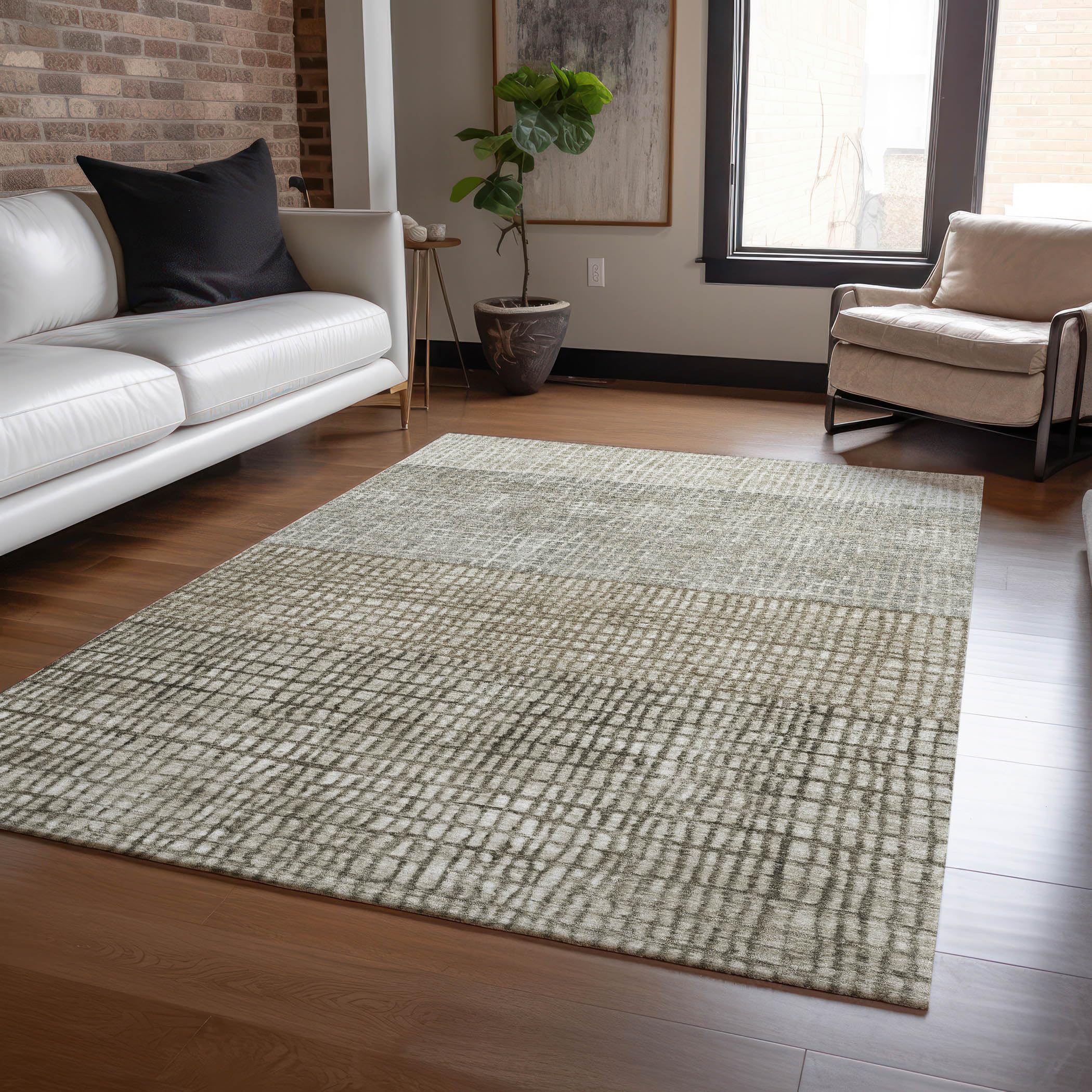 Machine Washable Indoor/Outdoor Chantille Taupe 5 x 76 Rug