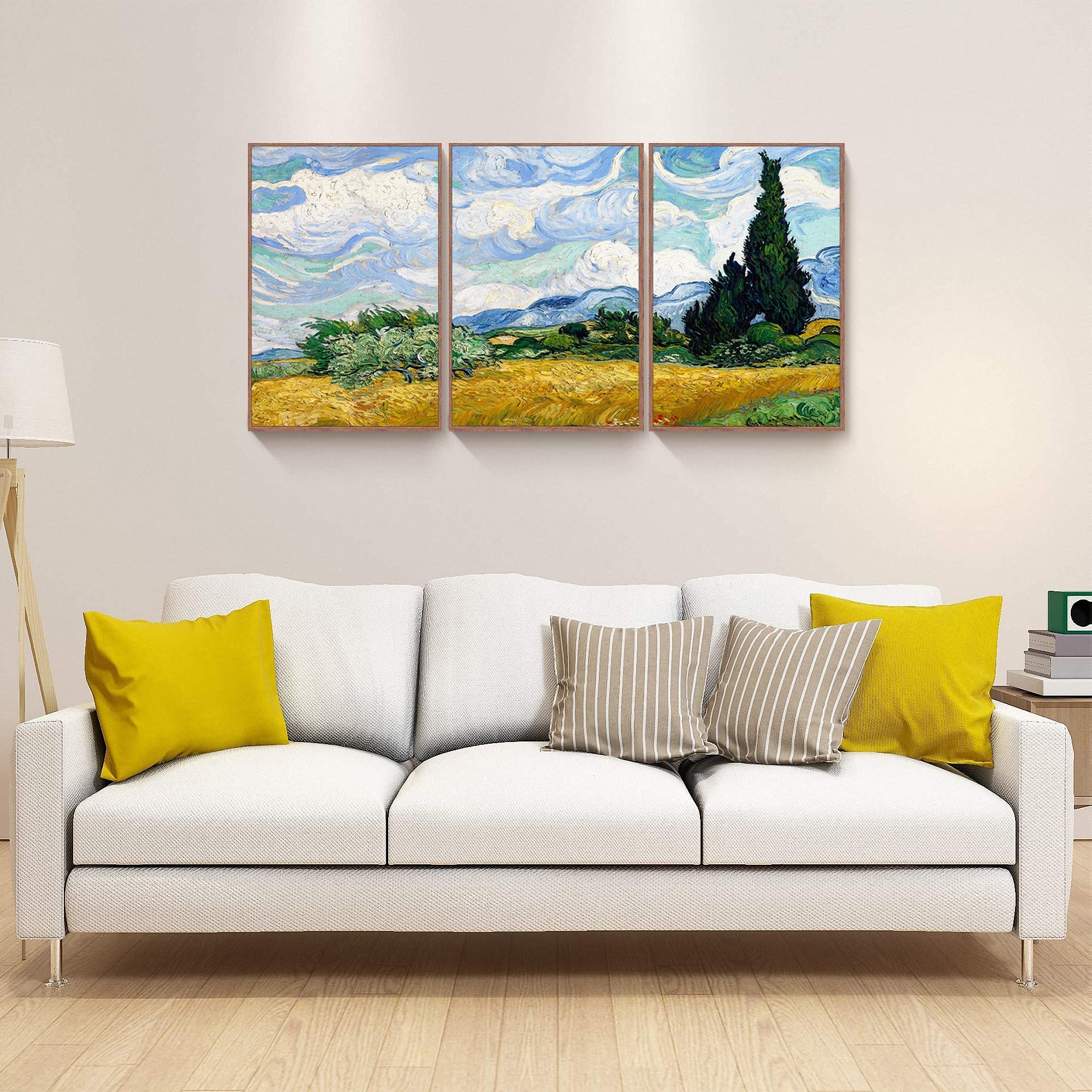 Full House Framed Canvas Prints Wall Art Of Van Gogh Oil Paintings Reproduction - Wheat Field With Cypresses - Impressionism Aes