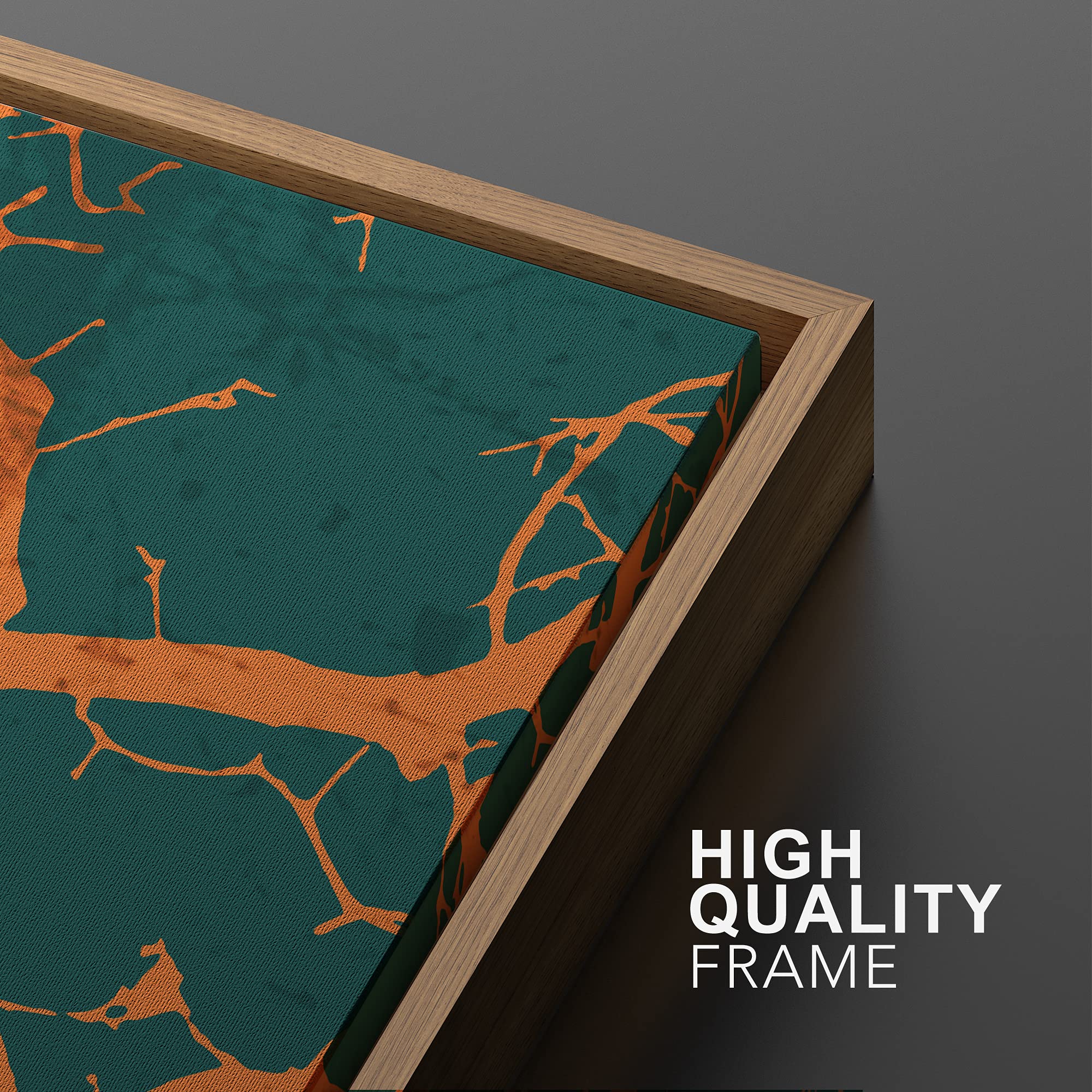 Idea4Wall Framed Canvas Print Wall Art Textured Orange Tree Silhouette On Green Background Nature Plants Digital Art Minimalism