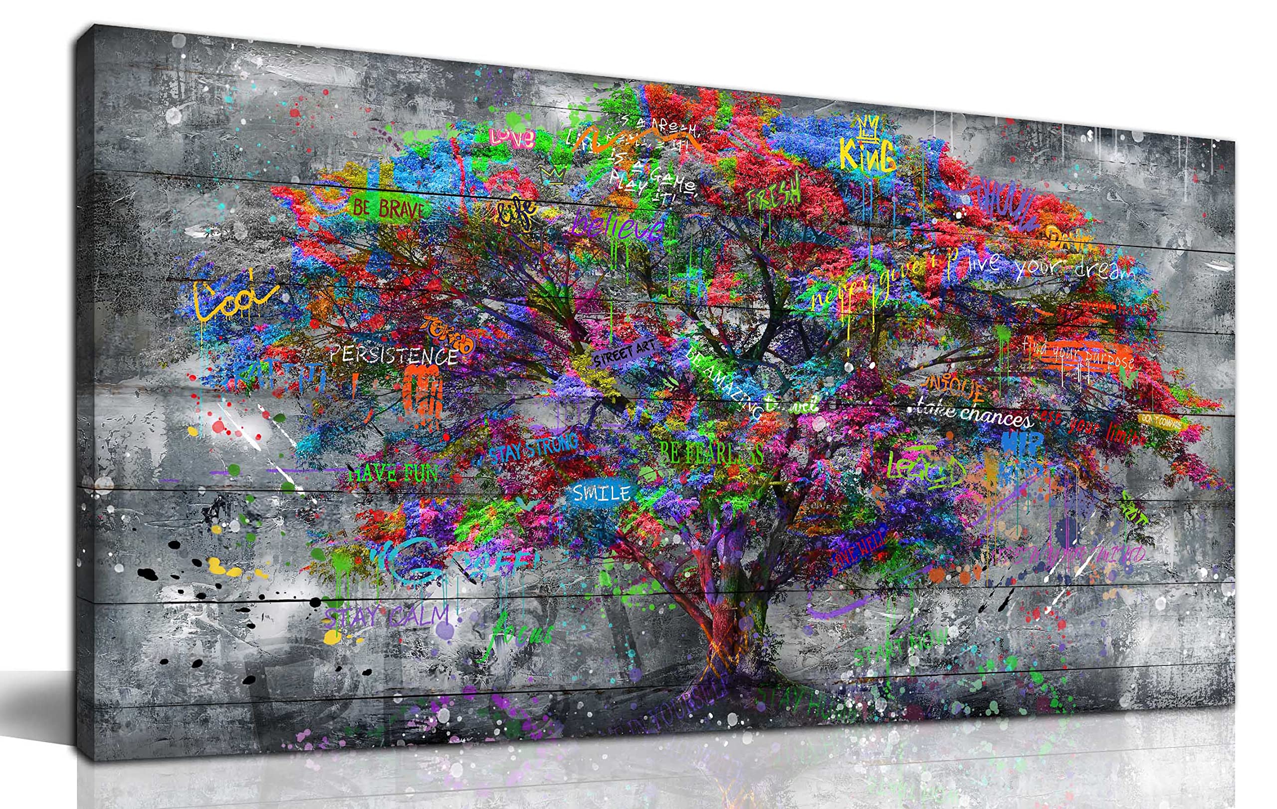 Sixttart Tree Large Canvas Wall-Art For Living Room - Graffiti Forest Wall Art - Abstract Modern Home Office Wall Decor Ready To