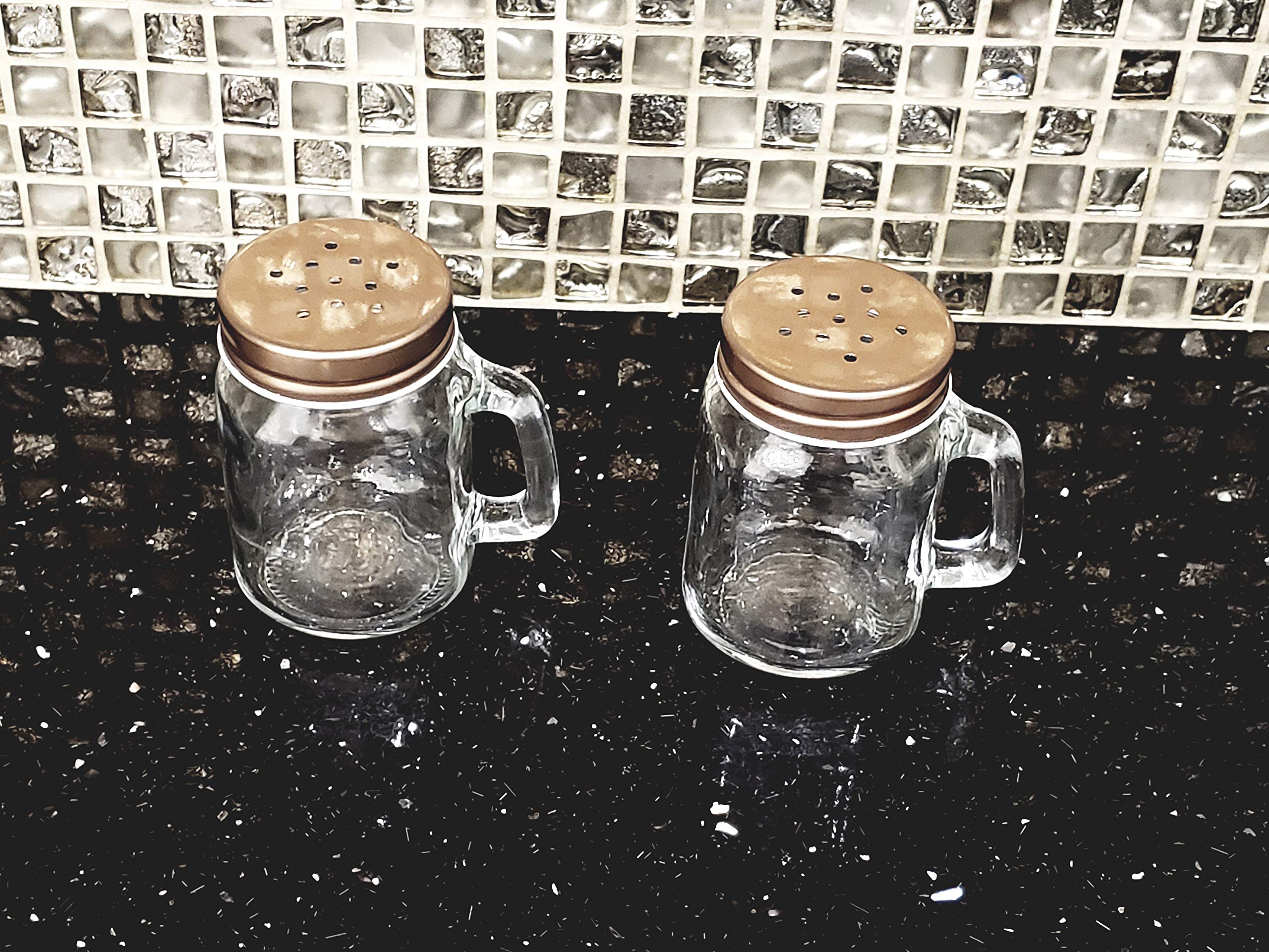 Retro Mason Jar Salt And Pepper Shaker Set - Clear Glass With Stainless Steel Lids, 2-Piece Vintage Design For Kitchen And Dinin