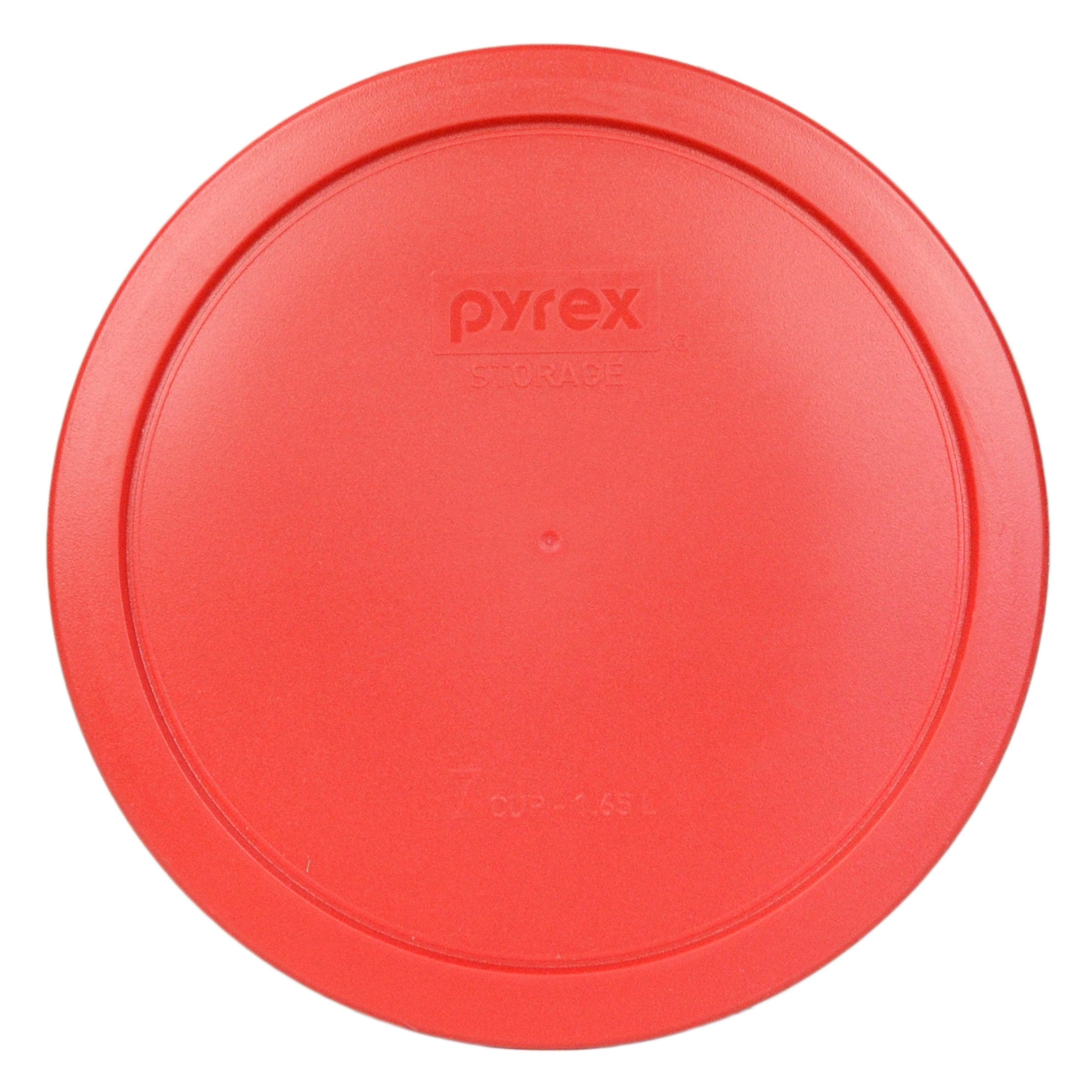Pyrex 7402-Pc 6/7 Cup Poppy Red Round Plastic Food Storage Lid - 4 Pack Made In The Usa