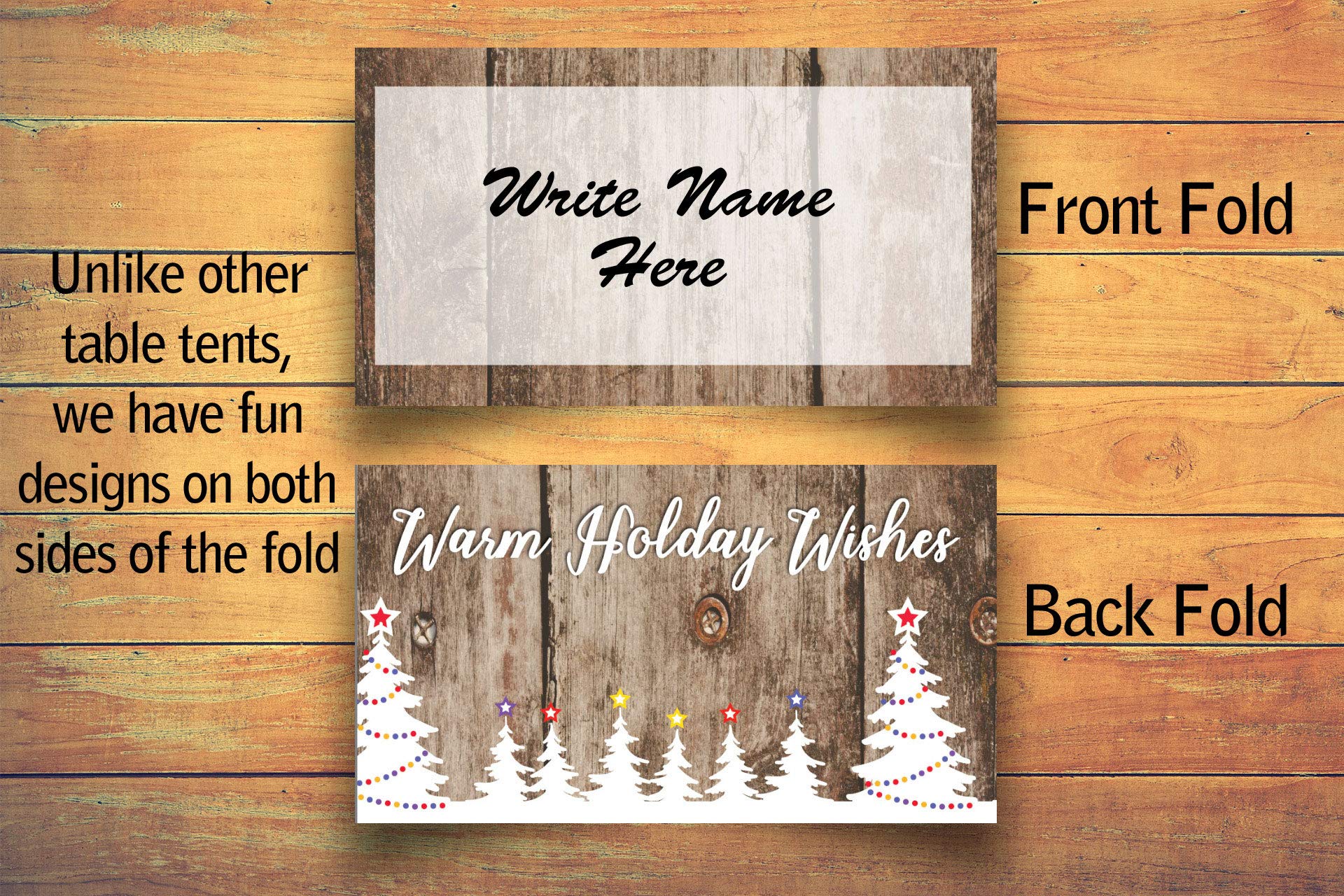 Stonehouse Collection Rustic Christmas Place Cards - 25 Rustic Trees Christmas Table Tents - Name Place Cards (Rustic Trees)