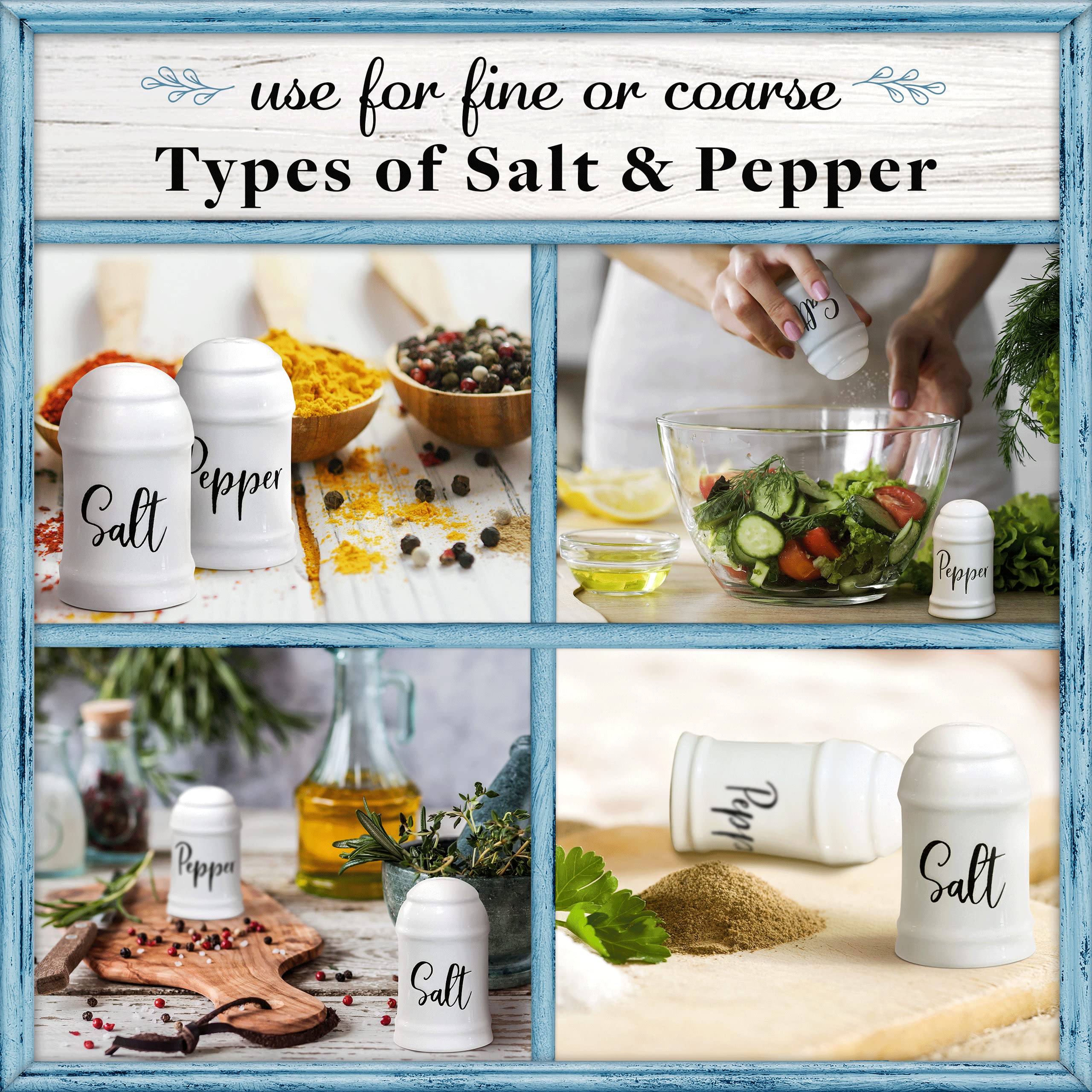Home Acre Designs Salt And Pepper Shakers Set Farmhouse Kitchen Decor Ceramic Salt Shaker -White Salt And Pepper Shaker - Weddin