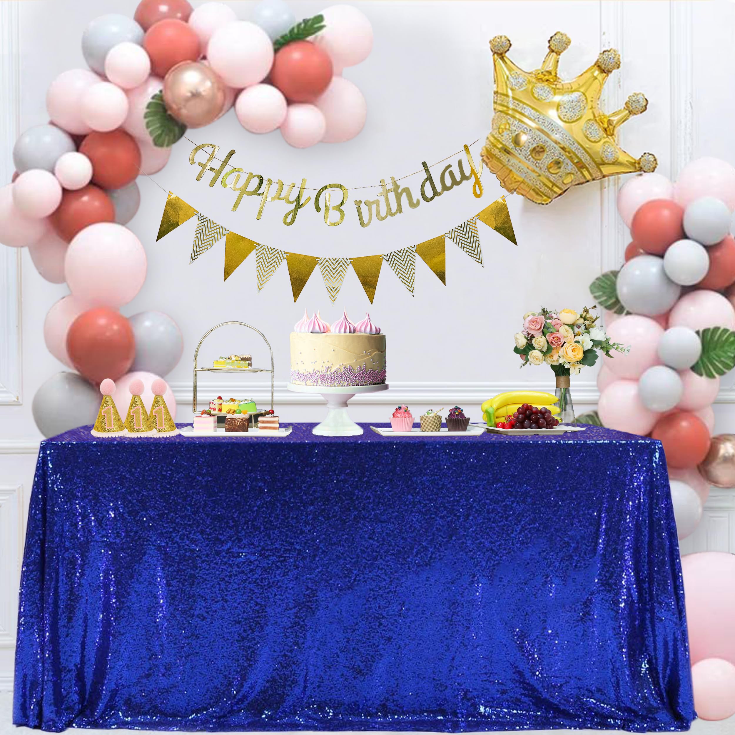 Trlyc Sequin Tablecloth - 60*102 Royal Blue Tablecloth Glitter Sparkly Tablecloth Table Cover for Party Rectangle Table Decorati