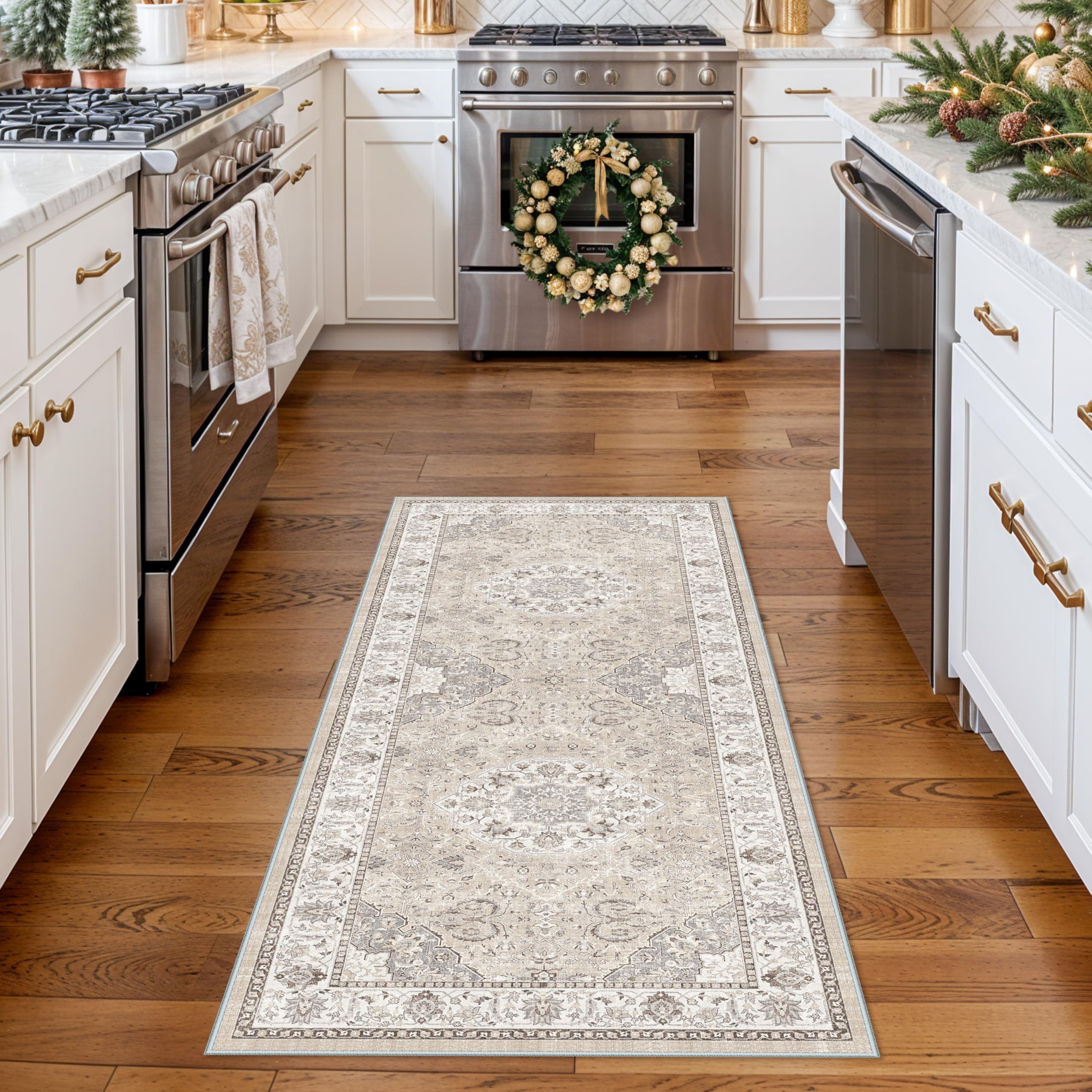 Washable 2x5 Hallway Runner Rug: Vintage Water Resistant Kitchen Entryway Rug Ultra Soft Living Room Bedroom Carpet with Non Sli