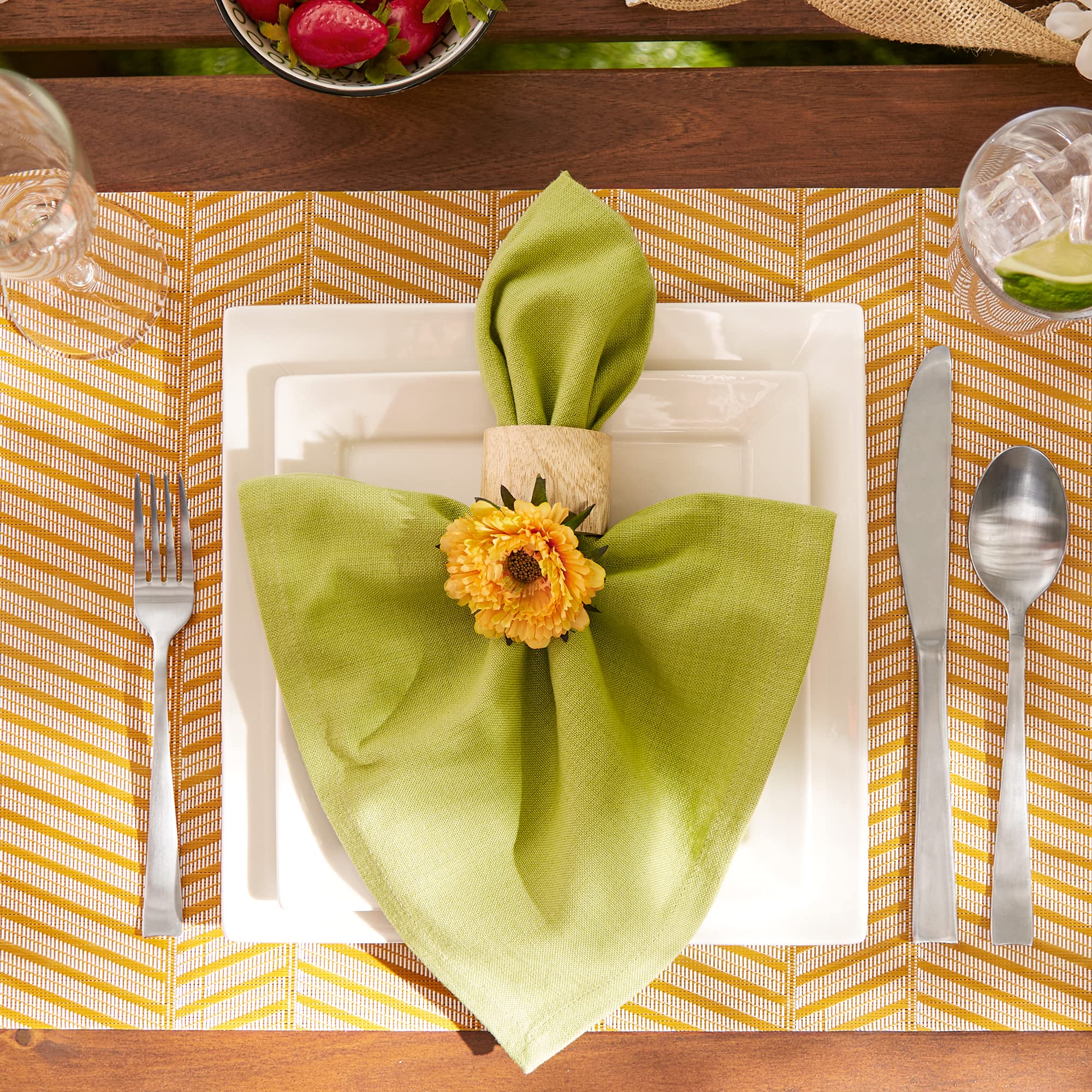 Dii Farmhouse Stripe Woven Tabletop Collection Placemat Set, 13X17.25, Honey Gold, 6 Piece
