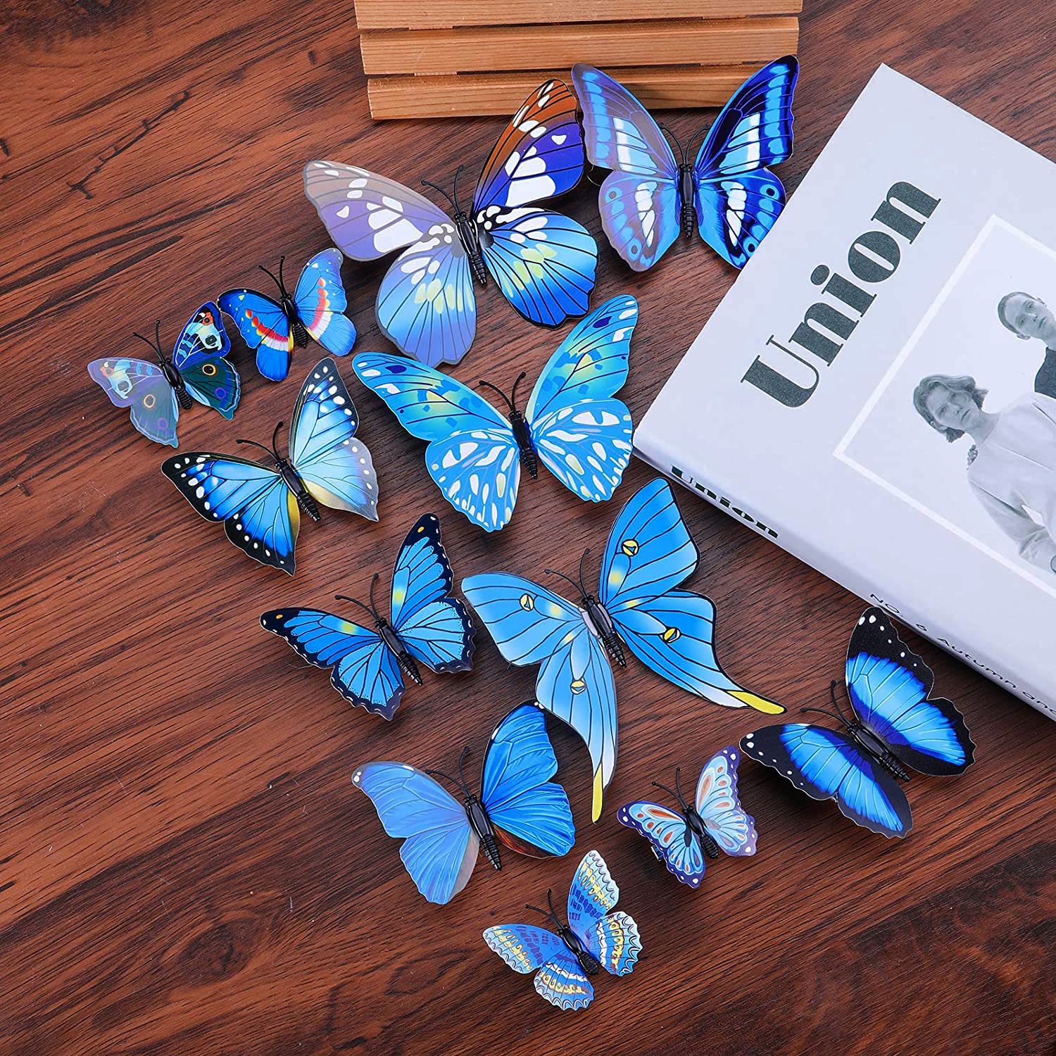 Xtore  Plastic 3D Home Build Beautiful Butterfly With Sticking Pad (Ocean Blue) -Set Of 12