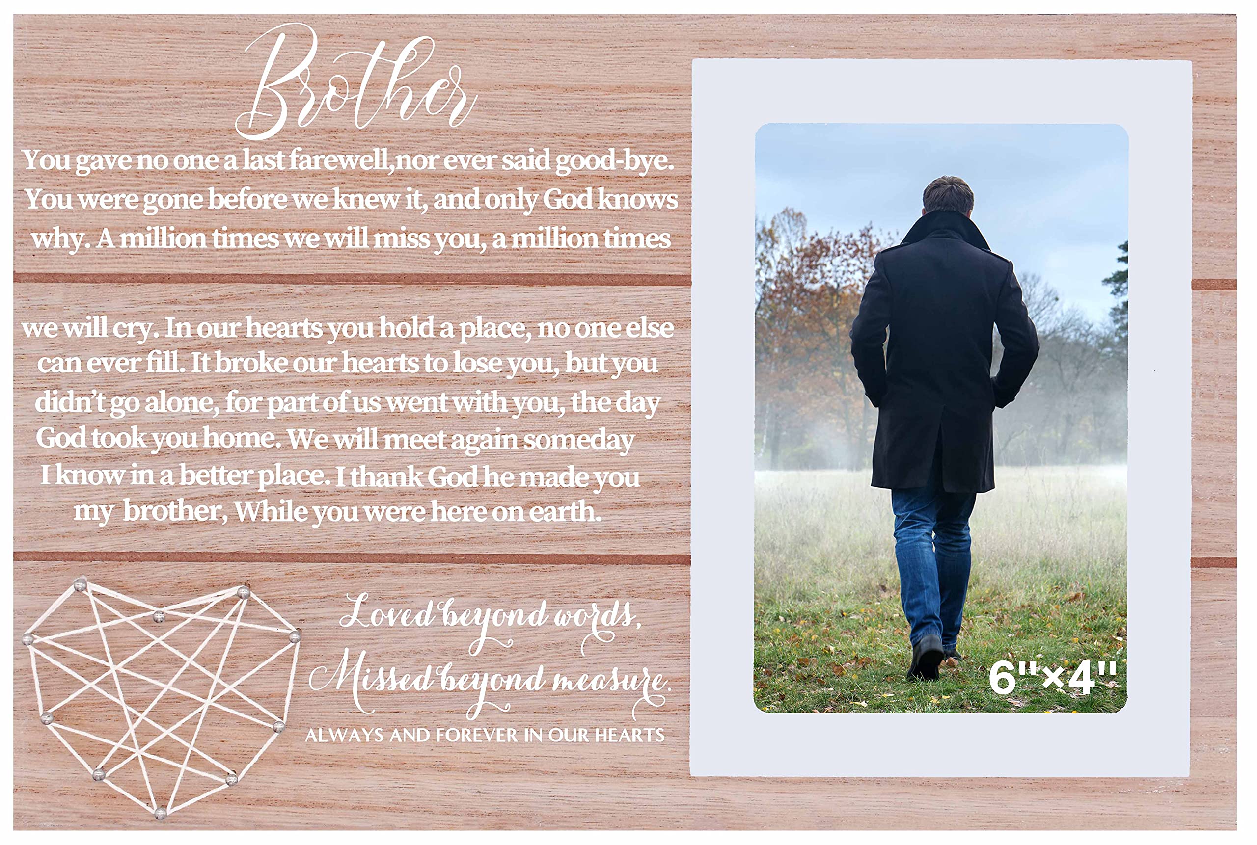 Memorial Brother Picture Frame GiftLoved Beyond Words,Missed Beyond MeasureSympathy Gift for the Loss of BrotherBrother Remembra