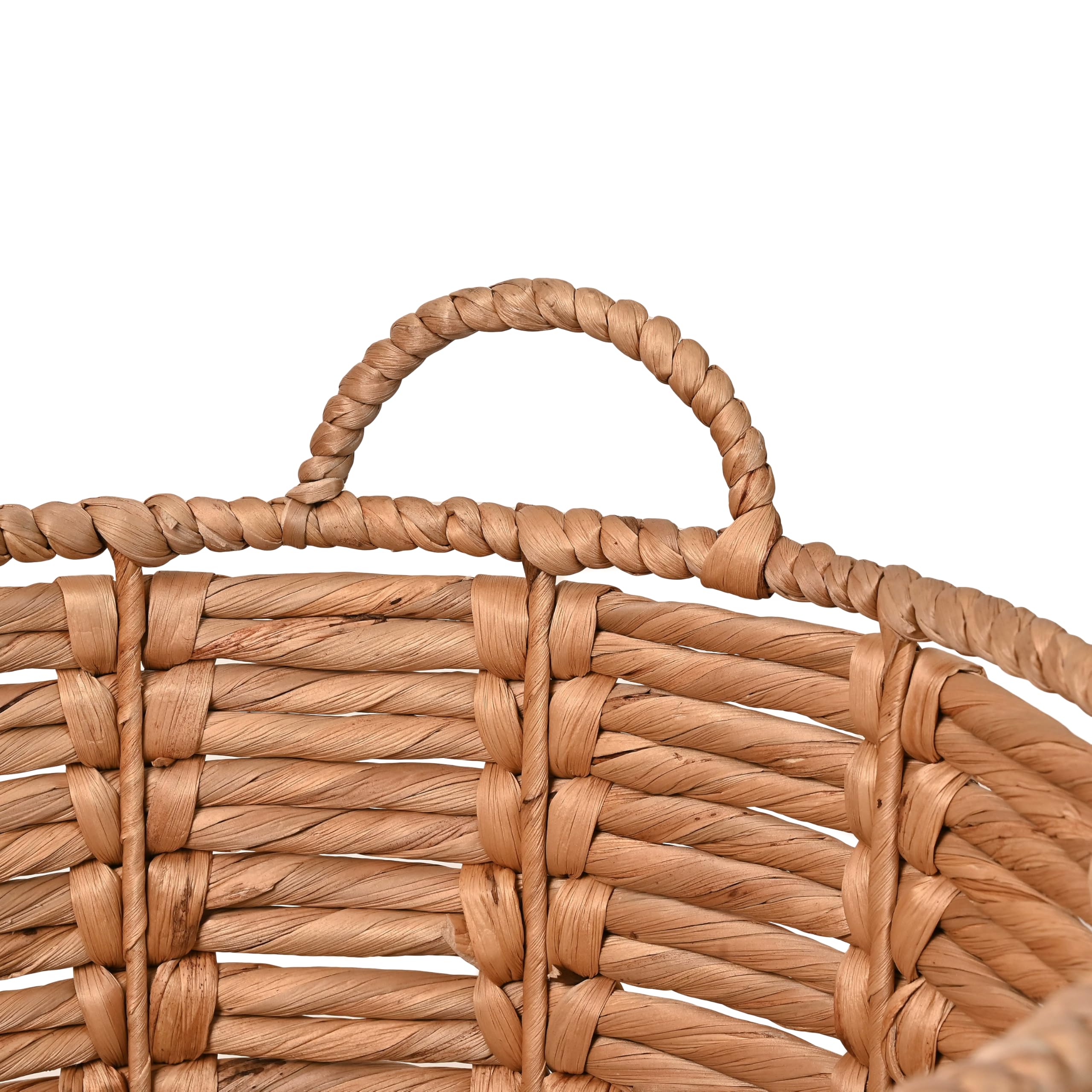 Happimess Bsk1003E Laurel 19.49 Bohemian Handwoven Abaca Hamper Basket With Handles, Seagrass Container For Decoration In Bedroo