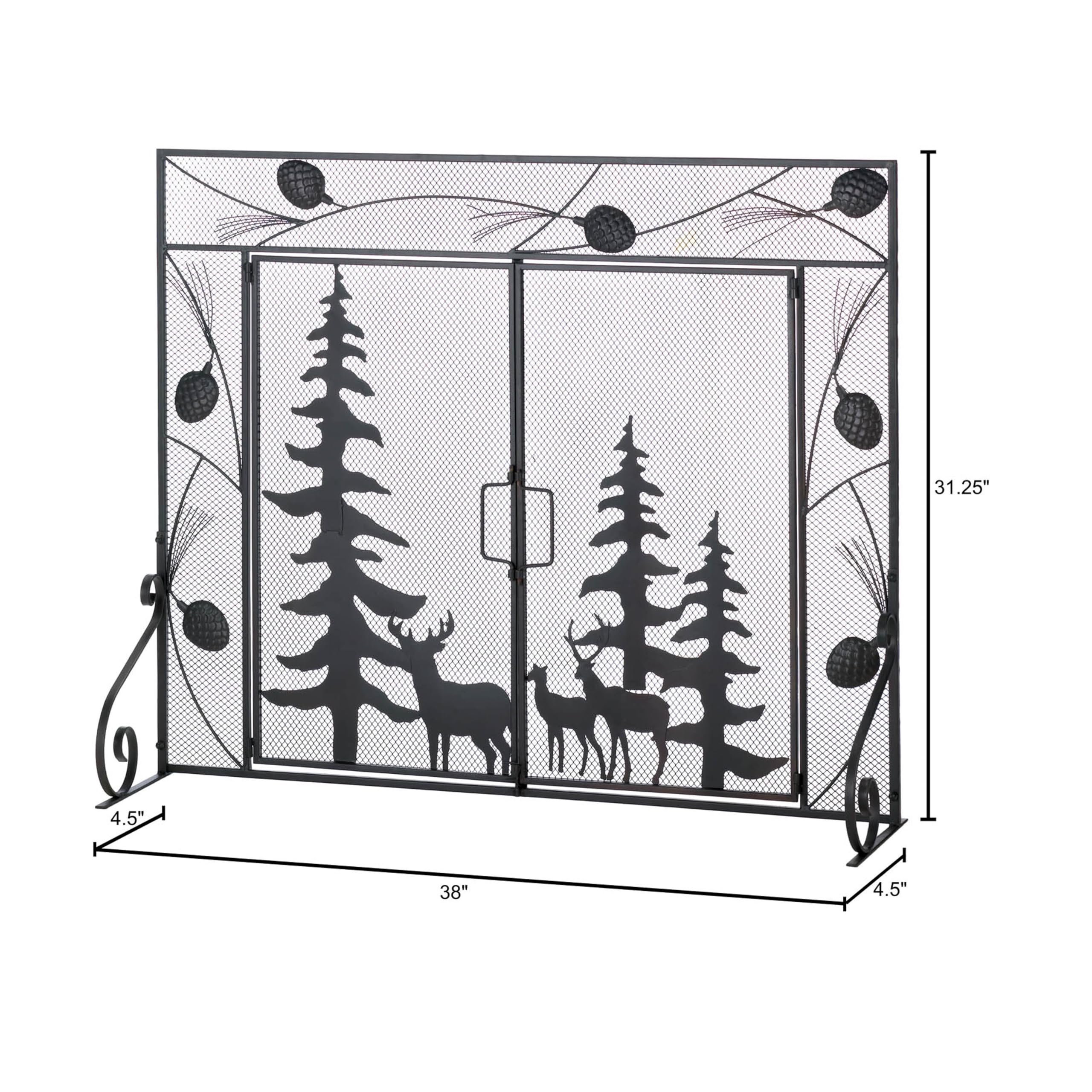 Zings & Thingz 57071351 Pine Forest Fireplace Screen  Black