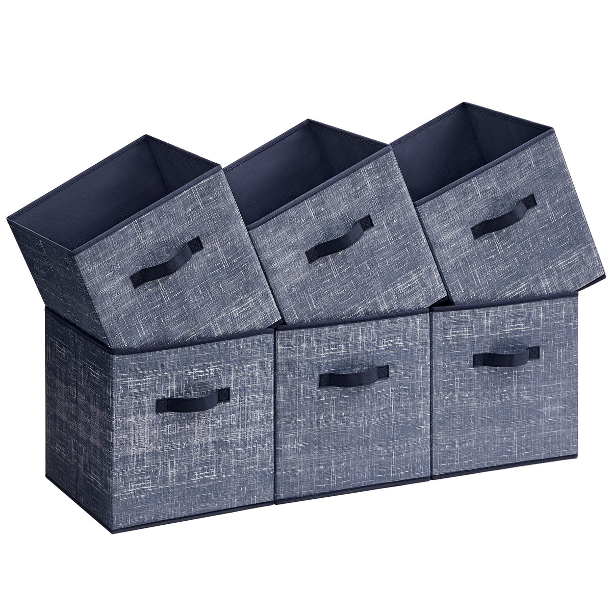 Songmics Storage Cubes, 13-Inch Non-Woven Fabric Bins With Double Handles, Set Of 6, Closet Organizers For Shelves, Foldable, Fo