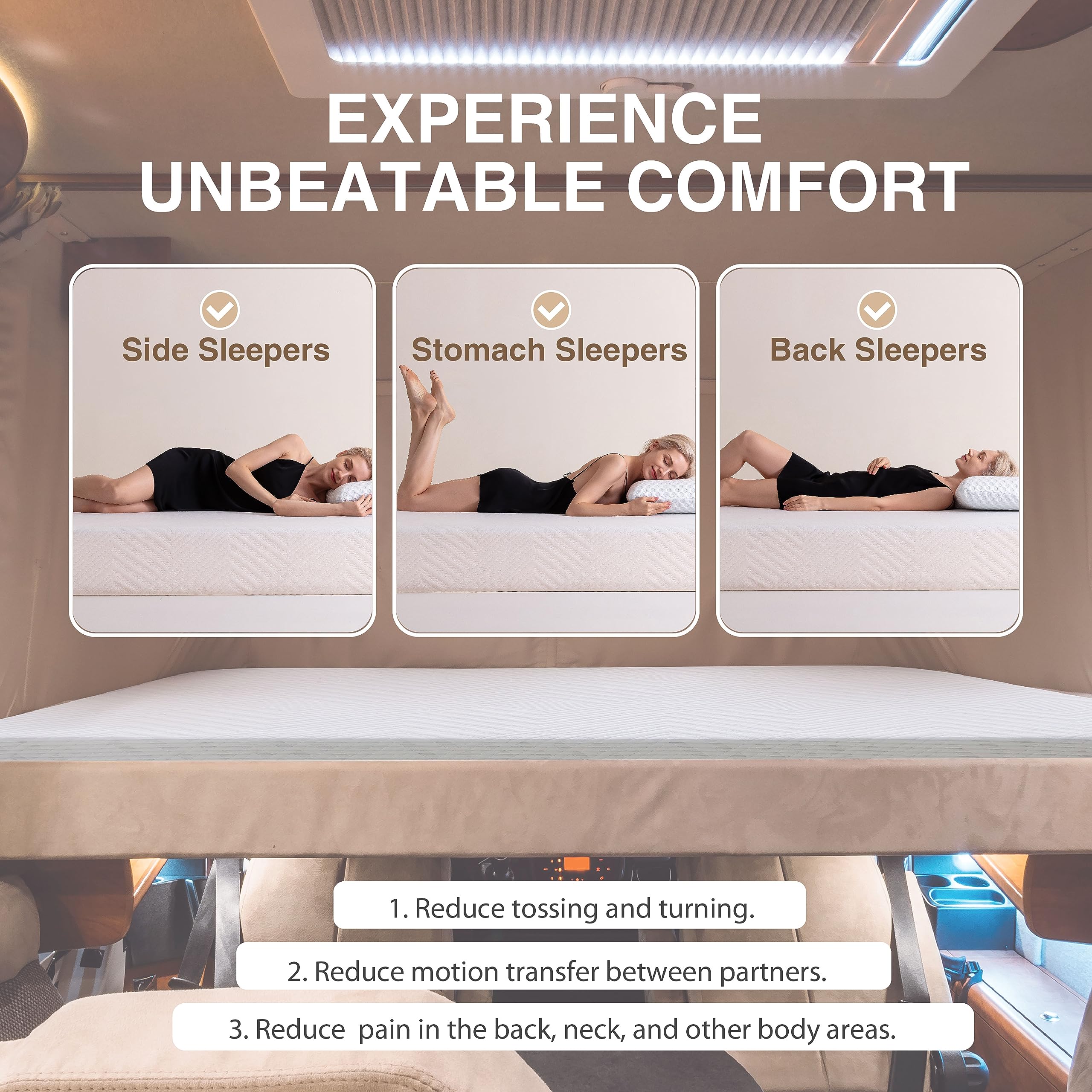 Dyonery Rv Mattress King, 10 Inch Memory Foam Camper Mattress Fiberglass Free Bed In A Box Made In Usa Certipur-Us Certified, 80