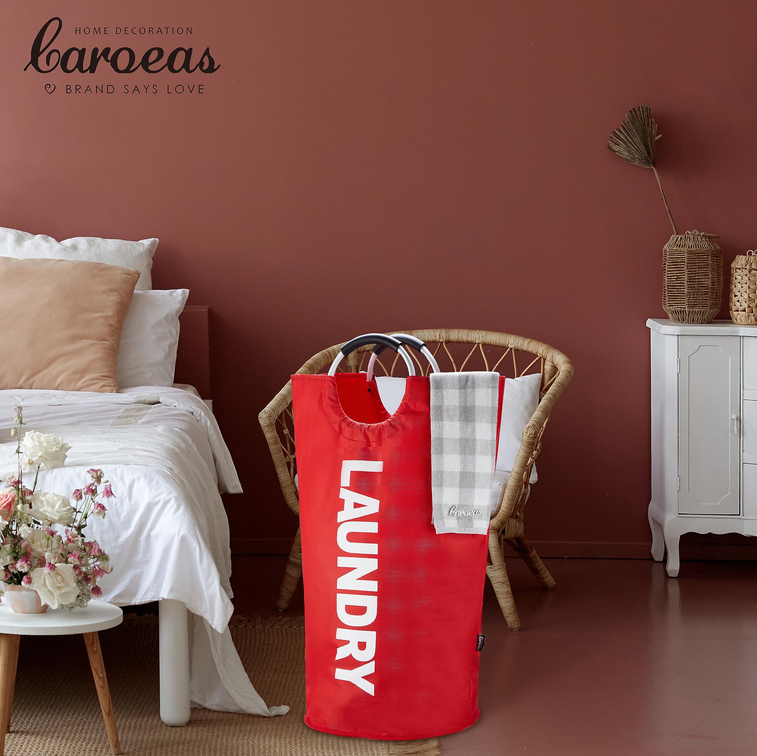 Caroeas 90L Laundry Basket (13 Colors)  Waterproof Laundry Hamper  Laundry Bag with Padded Handles  Clothes Hamper Stands Up Well  Collapsible Laundry Basket Easy Storage