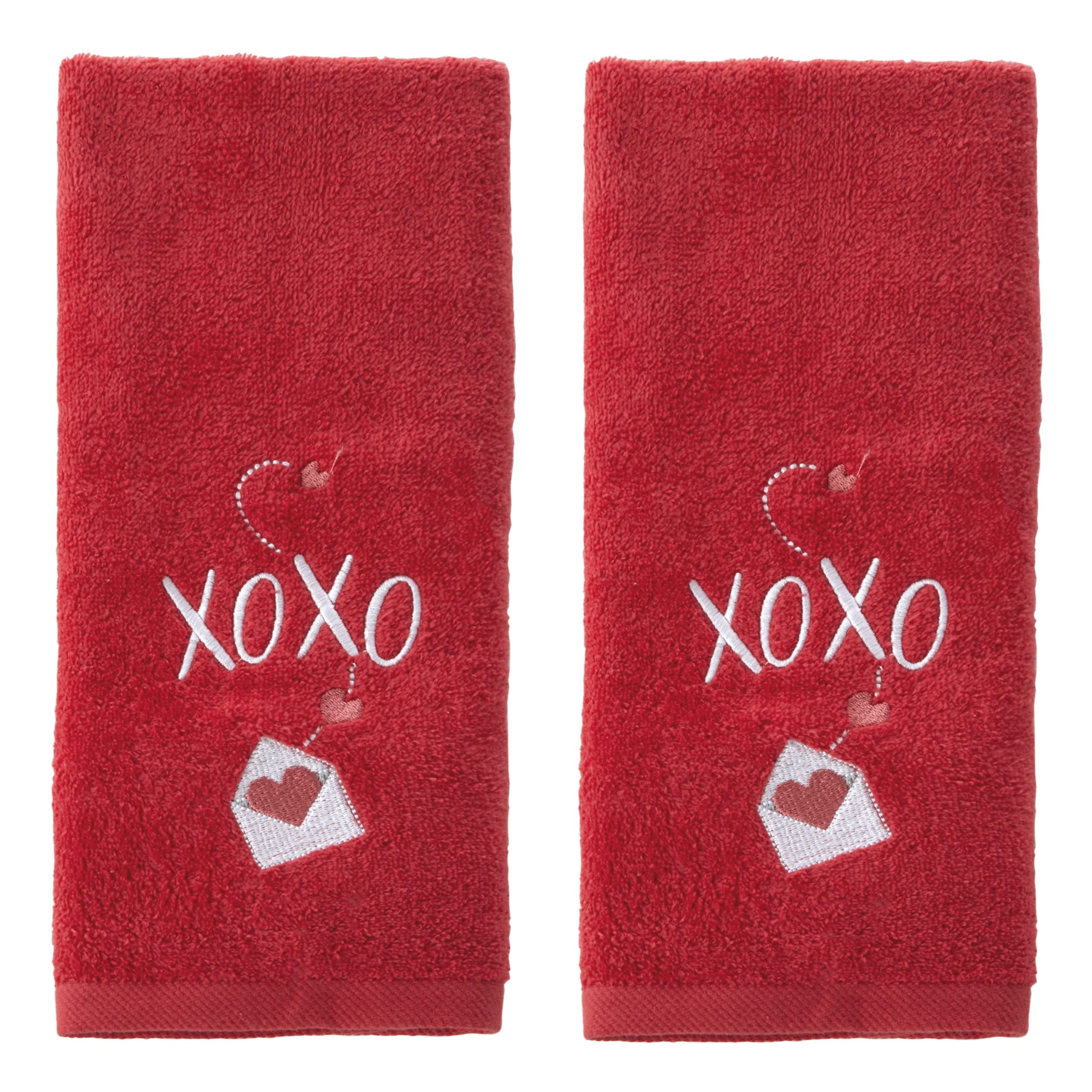 Skl Home By Saturday Knight Ltd. Valentine'S Day Xoxo Hand Towel Set, Red 2 Pack