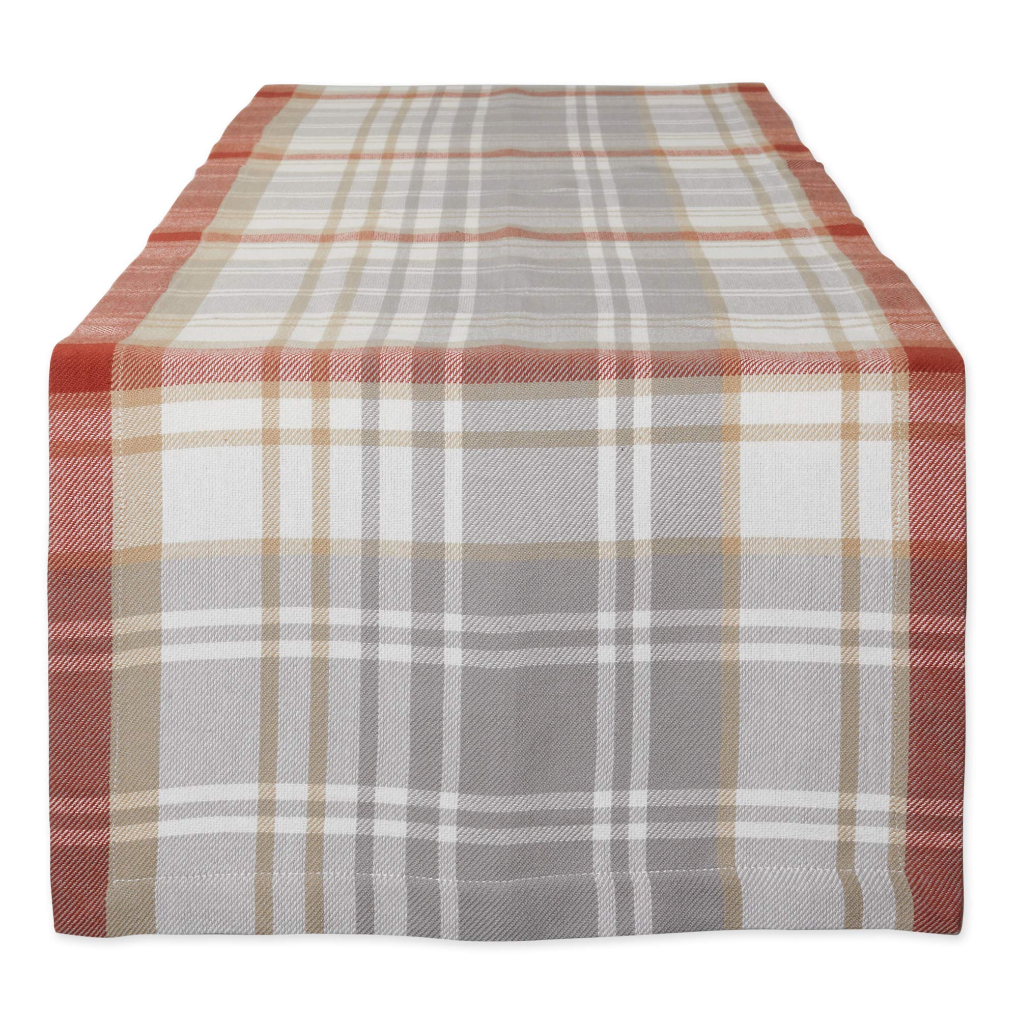 DII Thankful Autumn Collection Fall Tabletop Decoration, Table Runner, 14x108, Cozy Picnic Plaid