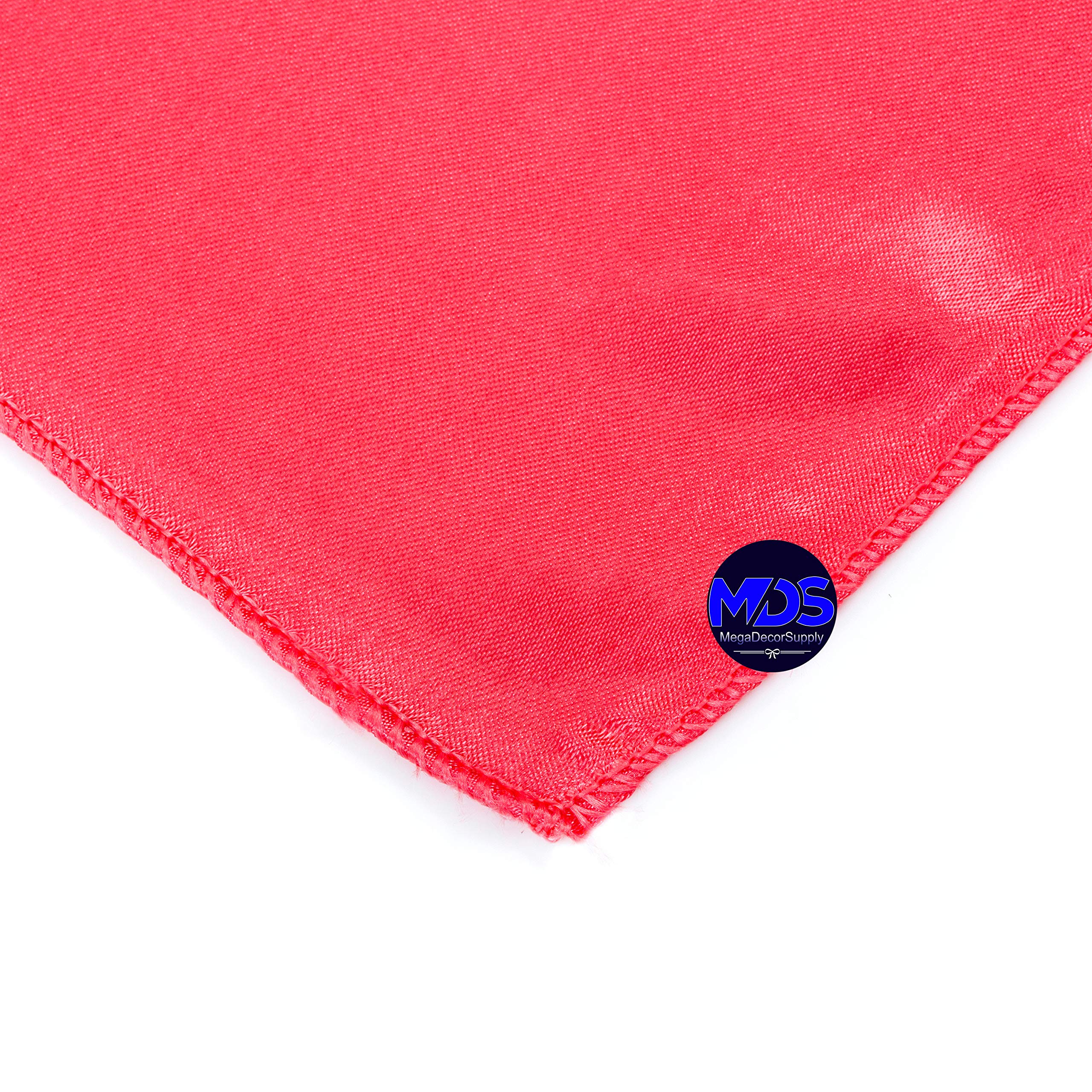Mds Pack Of 50 Wedding Satin 12''X 12'' Square Dinner Napkin Or Handkerchief For Wedding Banquet Decoration - Coral