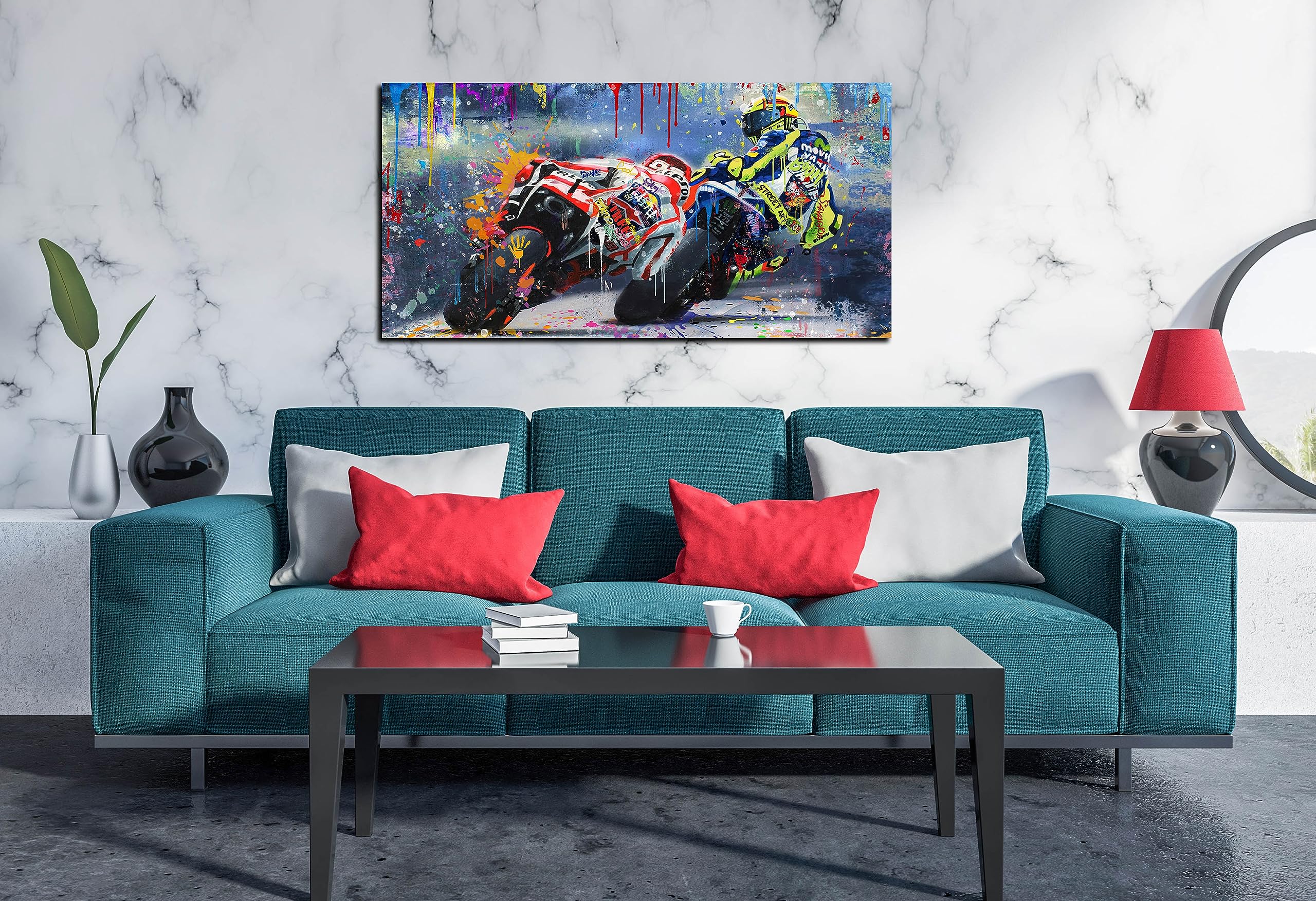 Caneito Graffiti Motorcycle Wall Art For Teen Boys Room, Cool Posters Bedroom Picture Art, Racer Sports Canvas Art Print Paintin