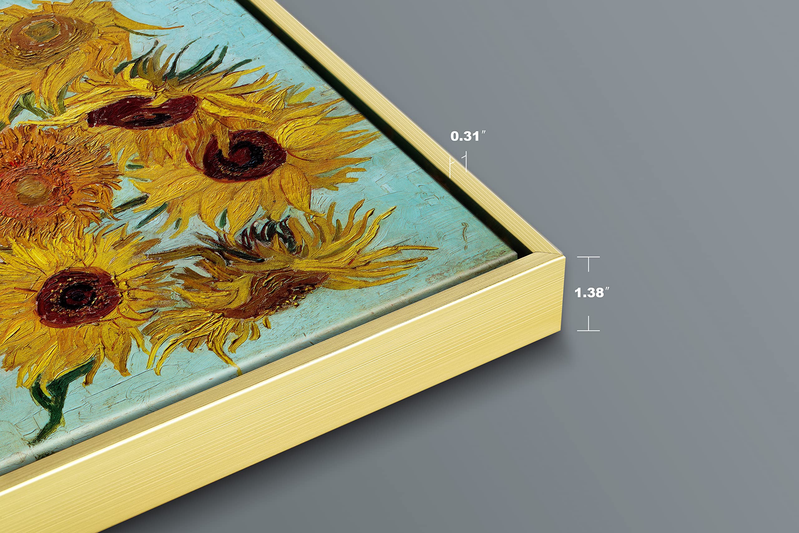 Wieco Art Framed Art Sunflower Large Canvas Prints Wall Art By Vincent Van Gogh Oil Paintings Framed Canvas Wall Art For Living