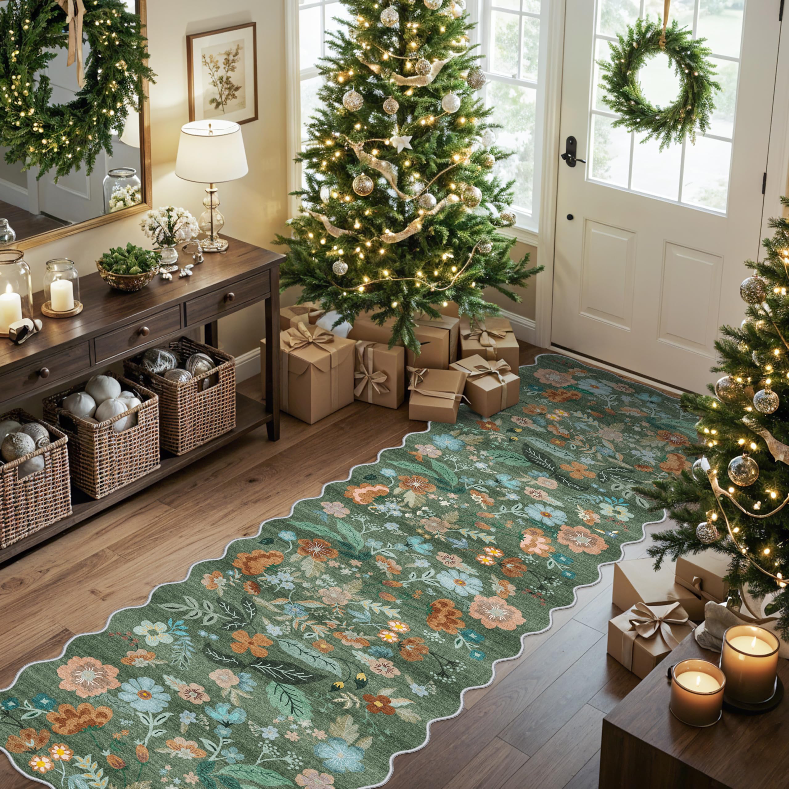 Washable 2x8 Hallway Runner Rug: Water-Resistant Kitchen Rug Soft Bedroom Carpet Non-Slip Indoor Hardwood Floor Mat for Entryway