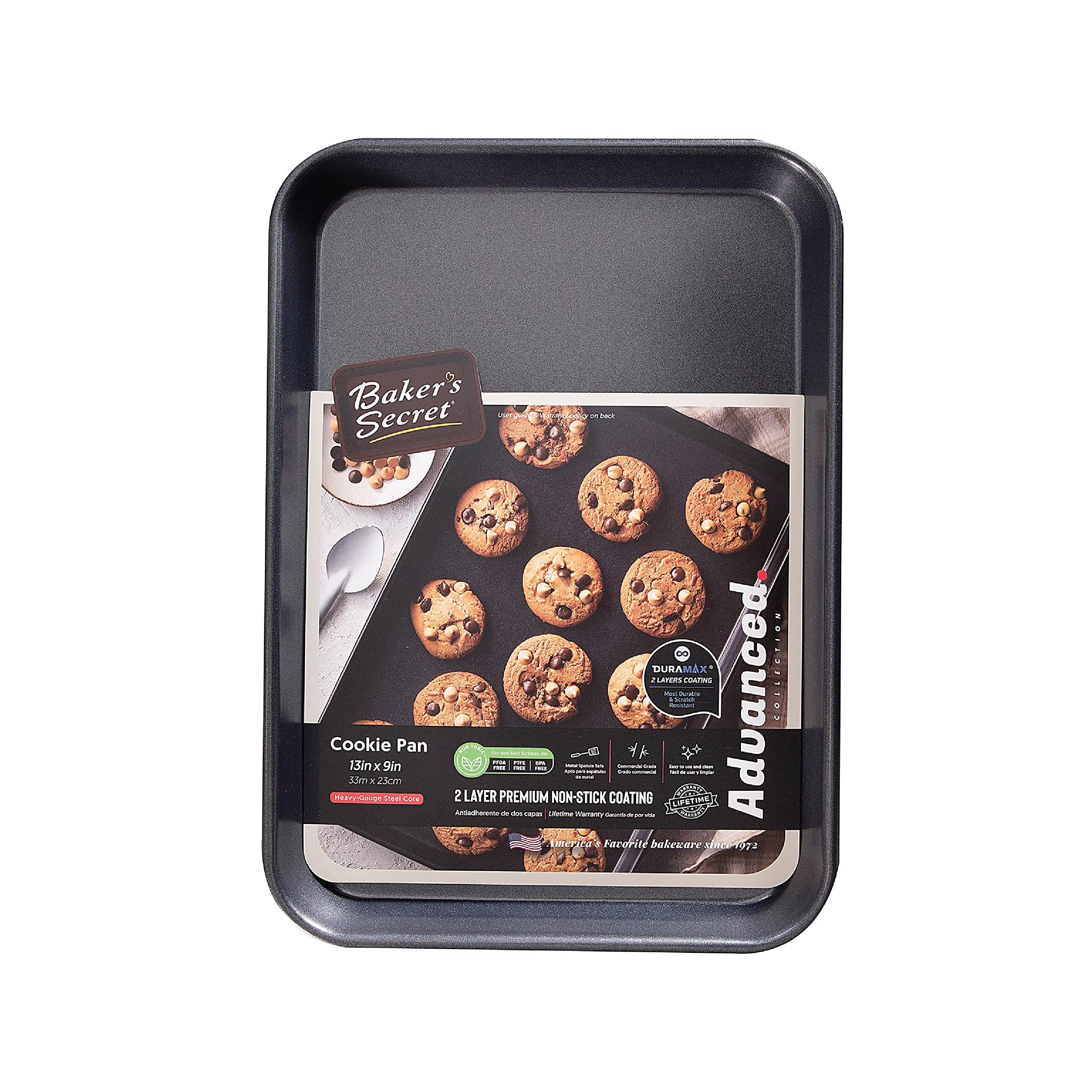 Baker'S Secret Nonstick Small Size Cookie Sheet 13'' X 9'', Carbon Steel Small Size Cookie Tray 2 Layers Food-Grade Coating, Non