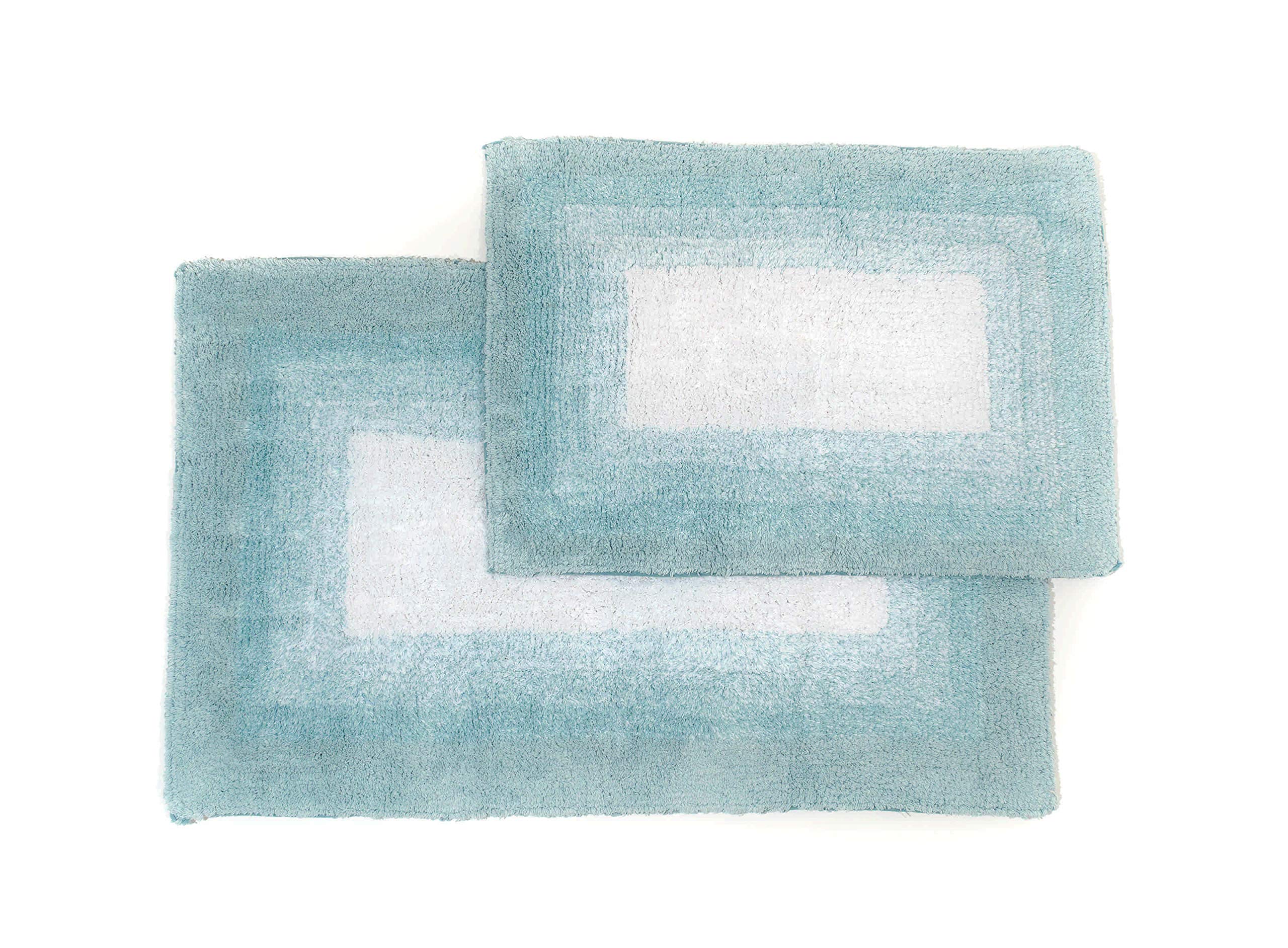 Chesapeake Whitney Ombre Reversible 2Pc. Porcelain Blue Bath Rug Set 18653 (21''X34'' & 17''X24'')