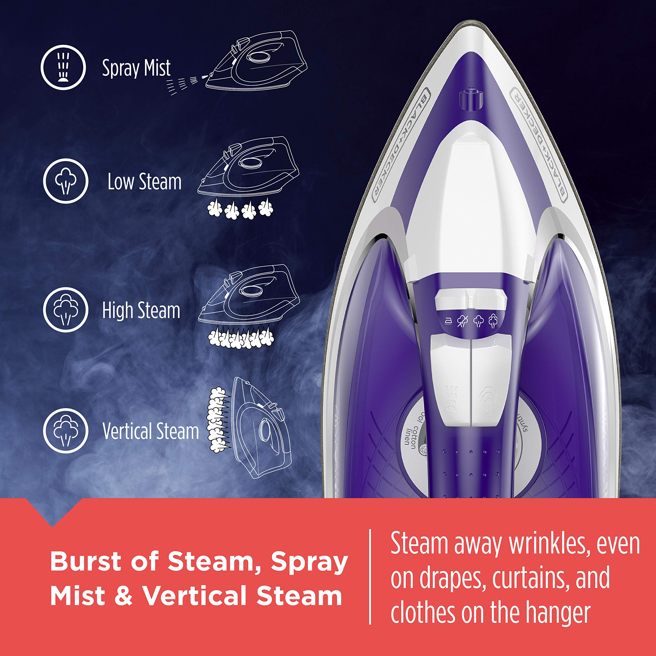 Black+Decker Icl500 Light N Go Cordless Iron, Purple