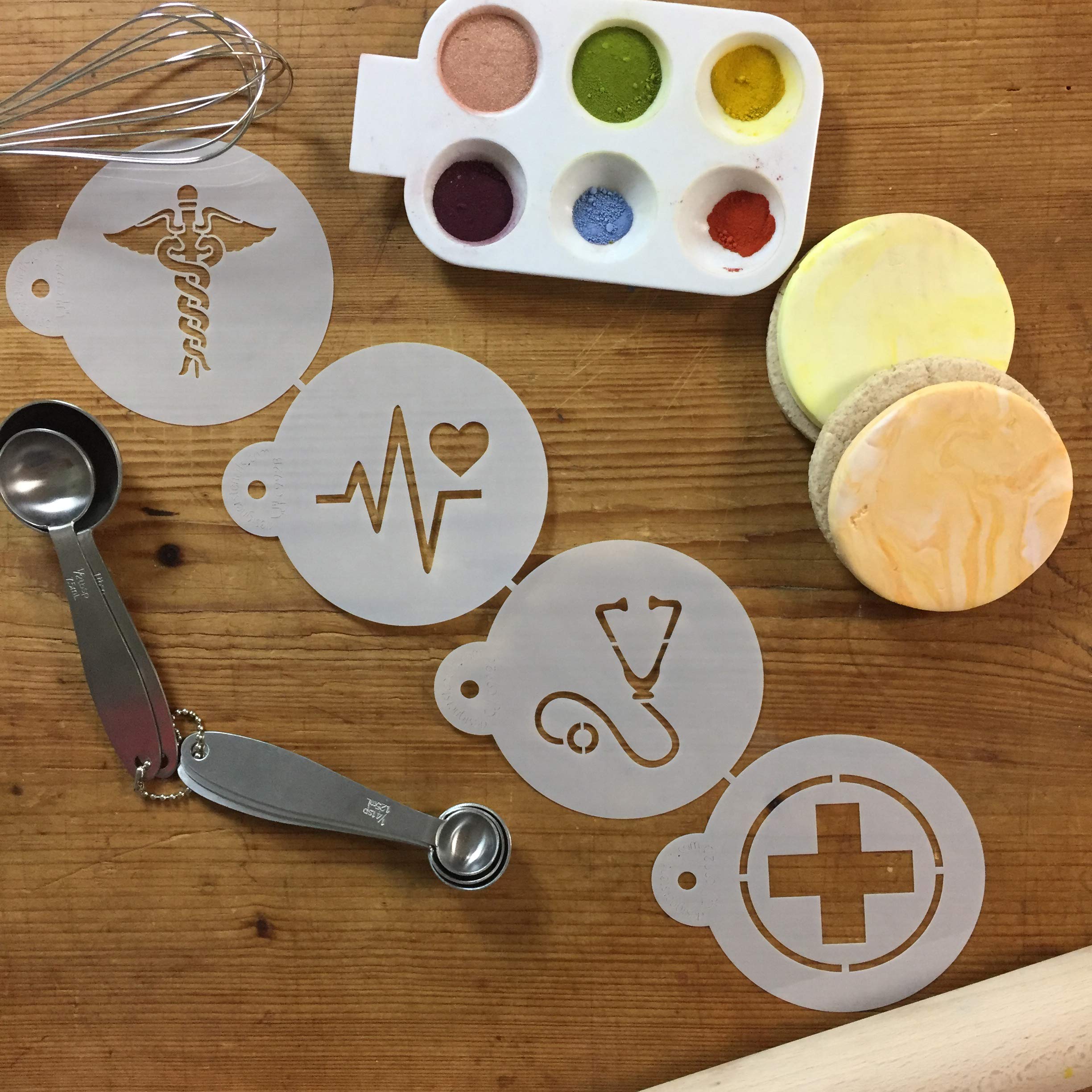 Medical Symbols Cookie Stencil Set C992 By Designer Stencils Beige/Semi-Transparent, 2.5 X 2.5