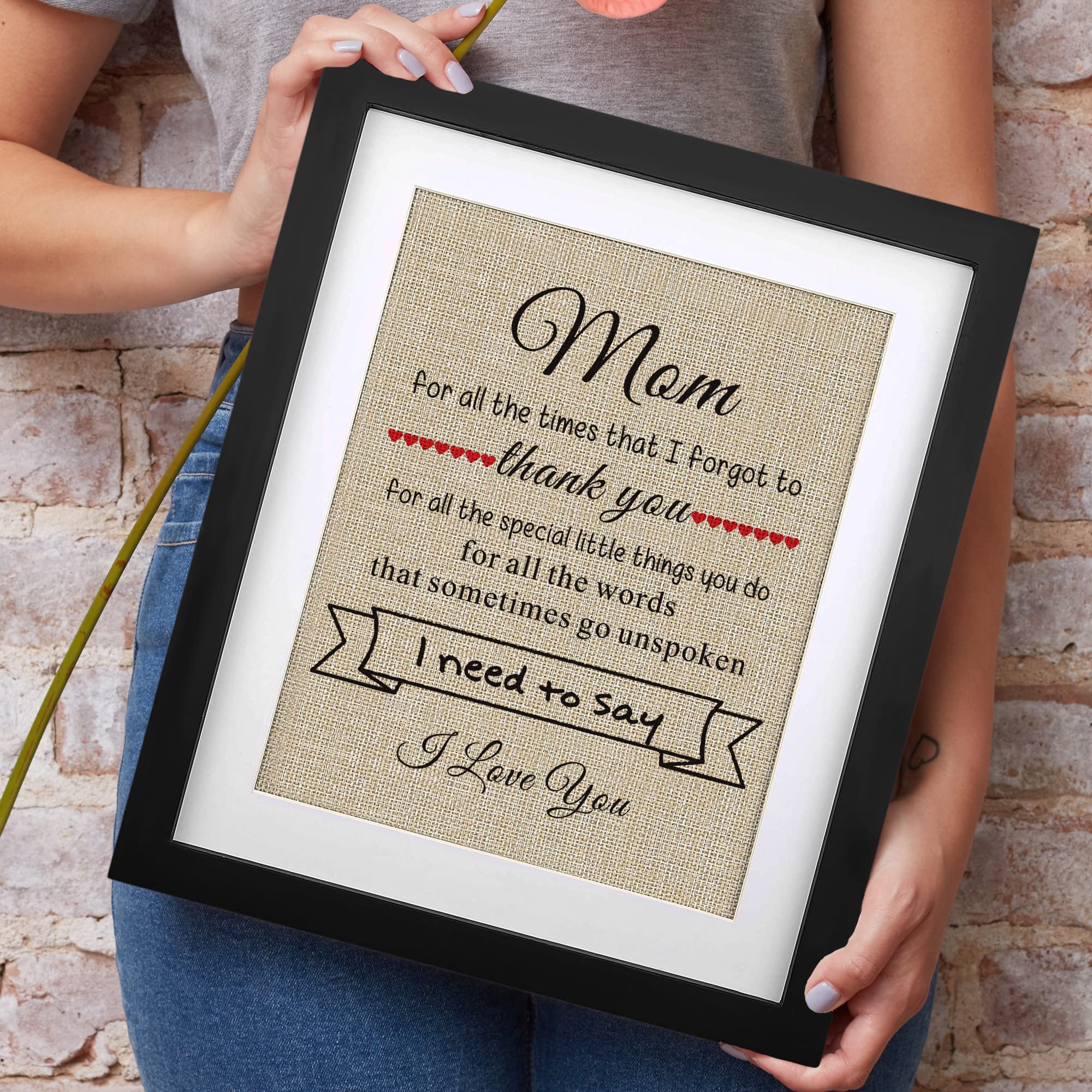 Gifts For Mom From Daughter, Thank You Mom Gift For Mothers Day Birthday Christmas Gifts Ideas -Framed Burlap Print 11'' W X 13'