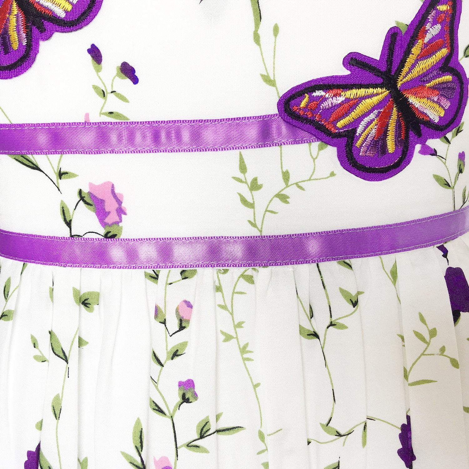 Sunny Fashion Kp11 Girls Dress Purple Flower Party Size 4-5
