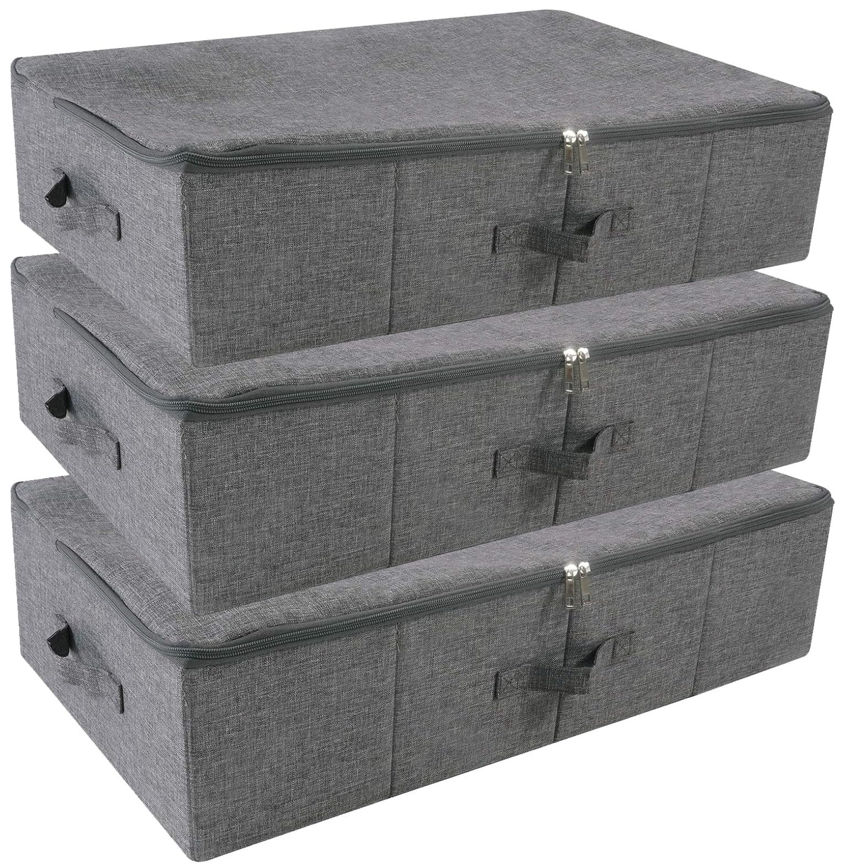 iwill CREATE PRO Folding Washable Rigid Underbed Storage Boxes with Zip Lid for Garment, Clothing, Blankets for Bedroom, College