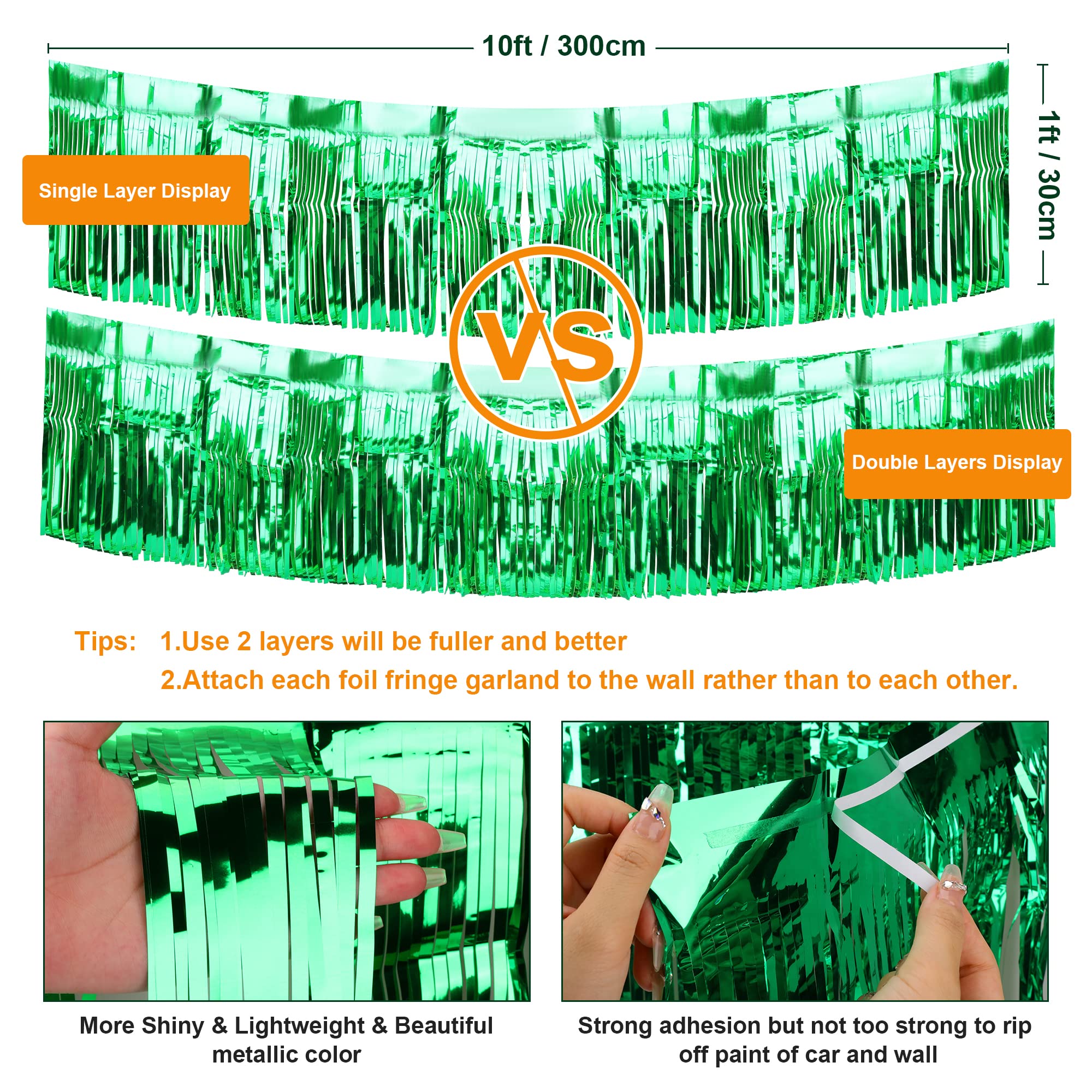 4 Pack Float Fringe Curtains, Metallic Foil Fringe Garland Shiny Tassel Foil Float Parade Float Decorations For Trailer Car Grad