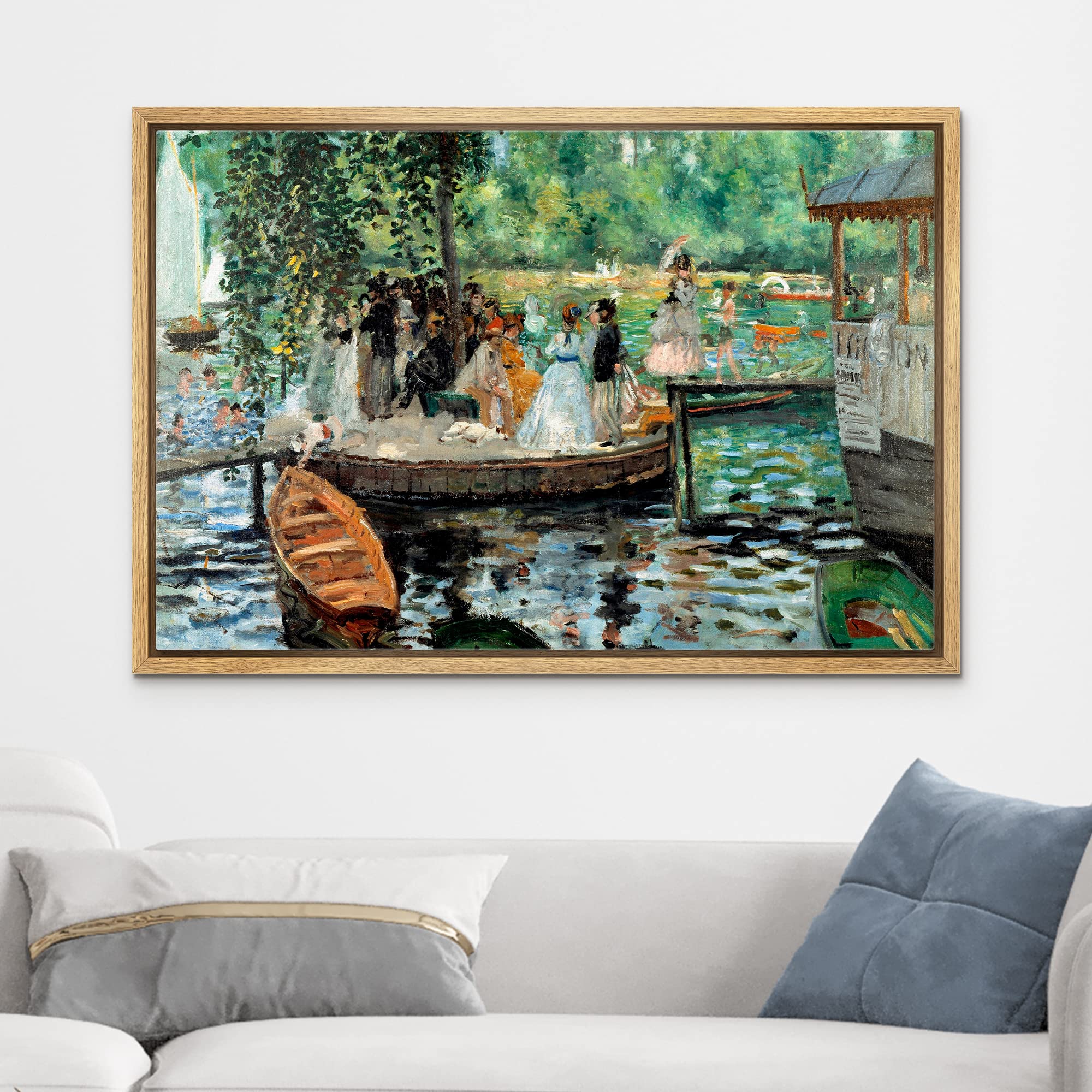 Wall26 - La Grenouillere By Pierre-Auguste Renoir - Framed Canvas Print Wall Art Famous Oil Painting Reproduction - 24''X36'' Na