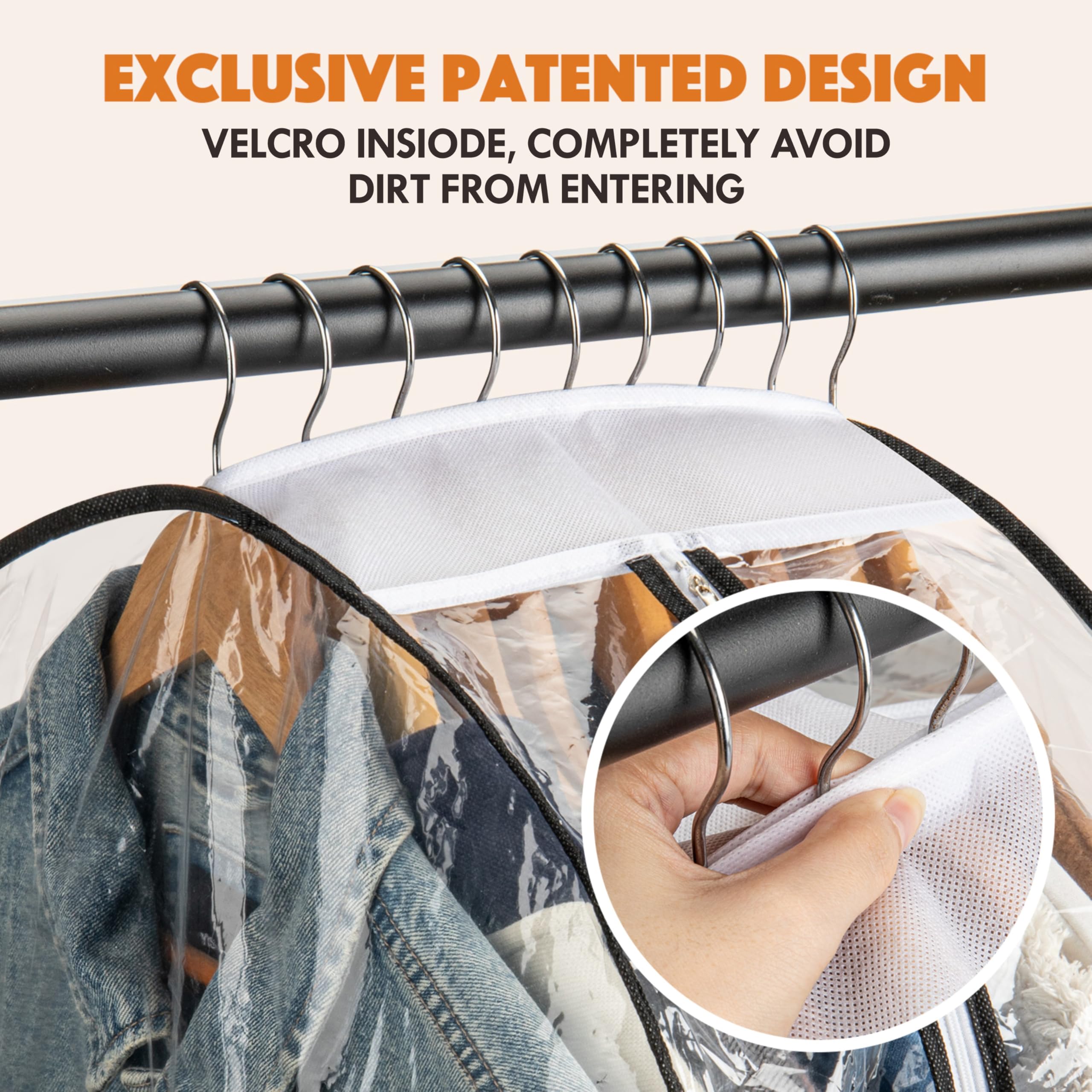 Bamalu 4 Packs 40'' Clear Garment Bags For Hanging Clothes, 10'' Gusseted Garment Bags For Closet Storage,Clean And Tidy Plastic