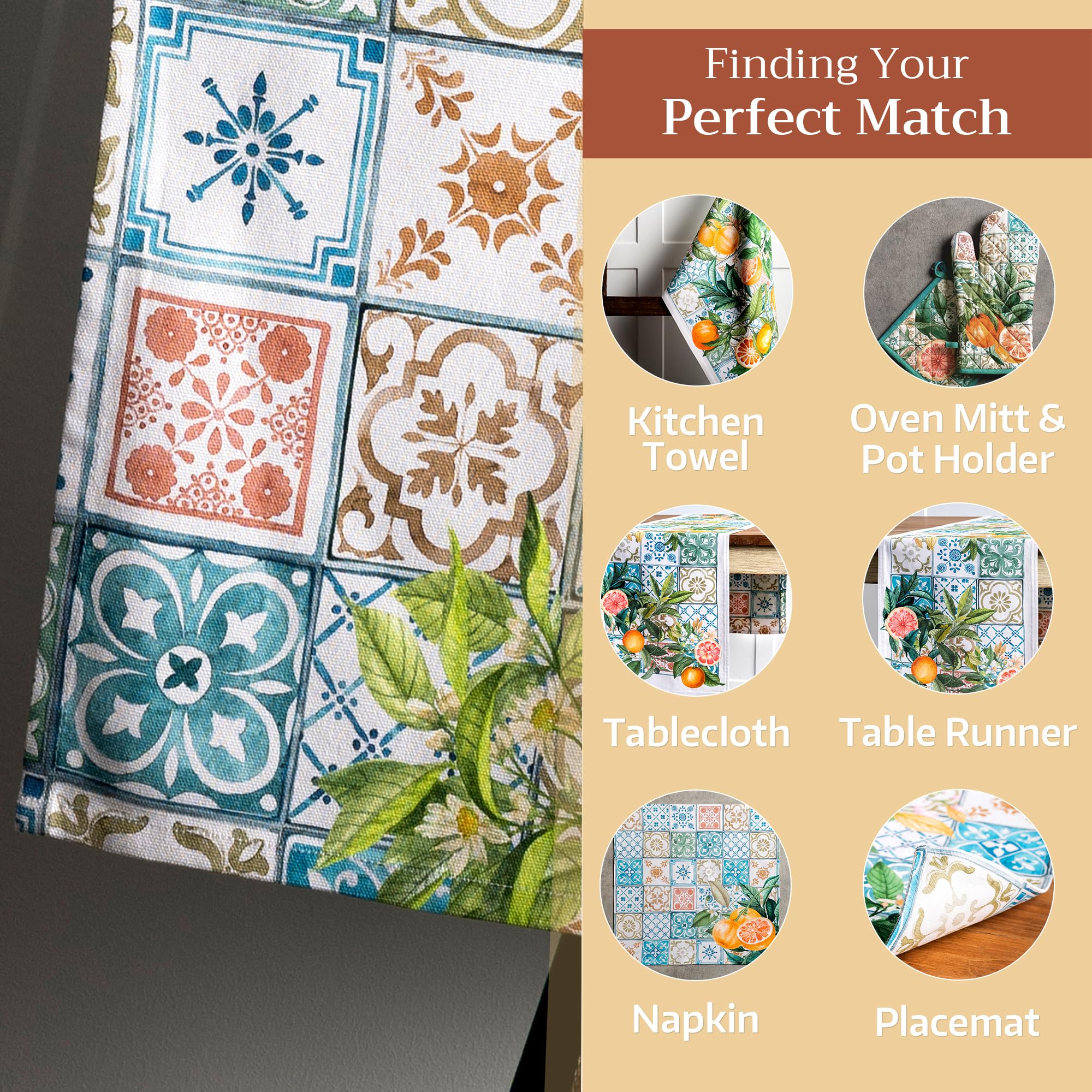 Maison d ' Hermine Apron 100% Cotton 1 Piece Adjustable Neck Strap Clothapron with Center Pocket & Long Ties for Gifts  Women  Men  Banquet  Agrume - Spring/Summer (27.50 ''x31.50 '')