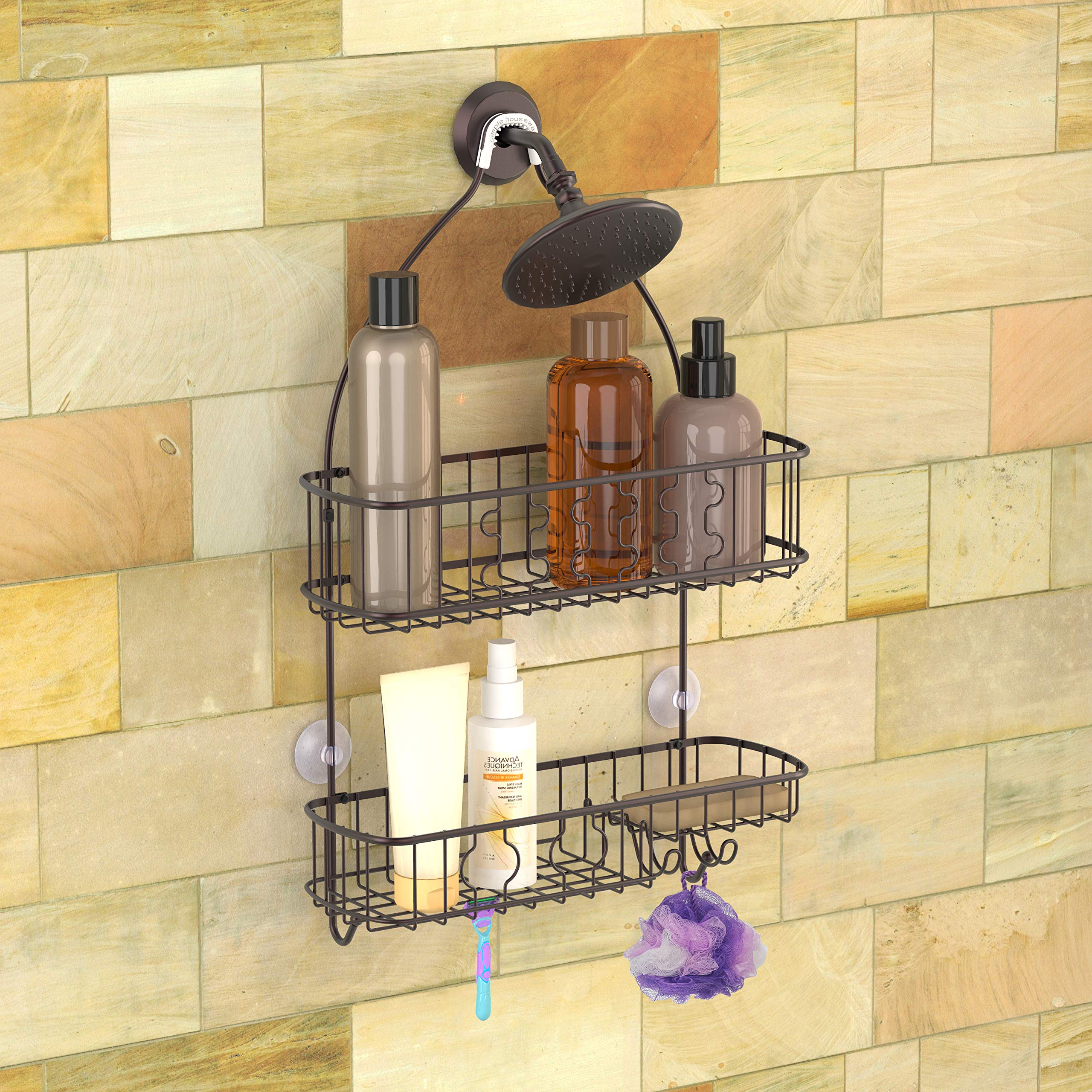 Simple Houseware Bathroom Hanging Shower Head Caddy Organizer, Bronze (26 X 16 X 5.5 Inches)