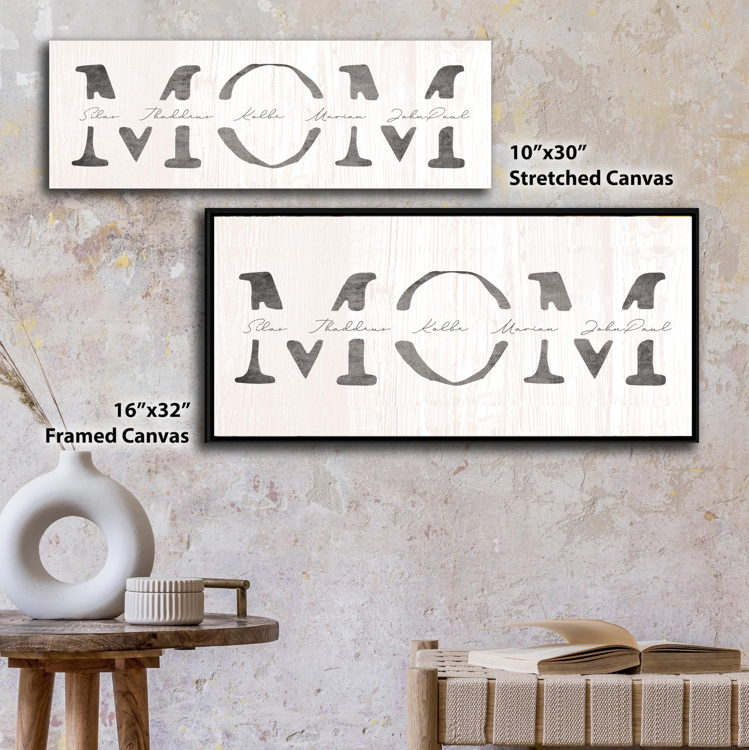 Mom & Children - Personalized Mother'S Day Gift Sign (9.5''X26'' Block Mount)