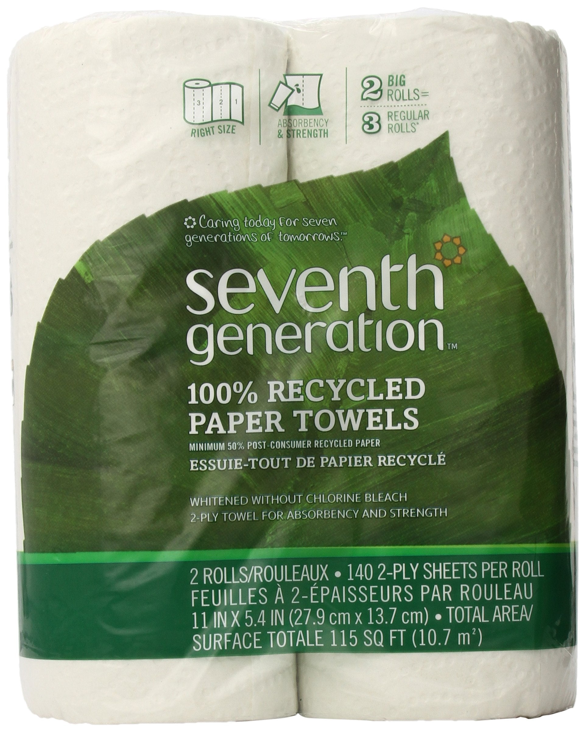 Seventh Generation Paper Towels Regular Roll, 140 Sheets, White, 1 Pack