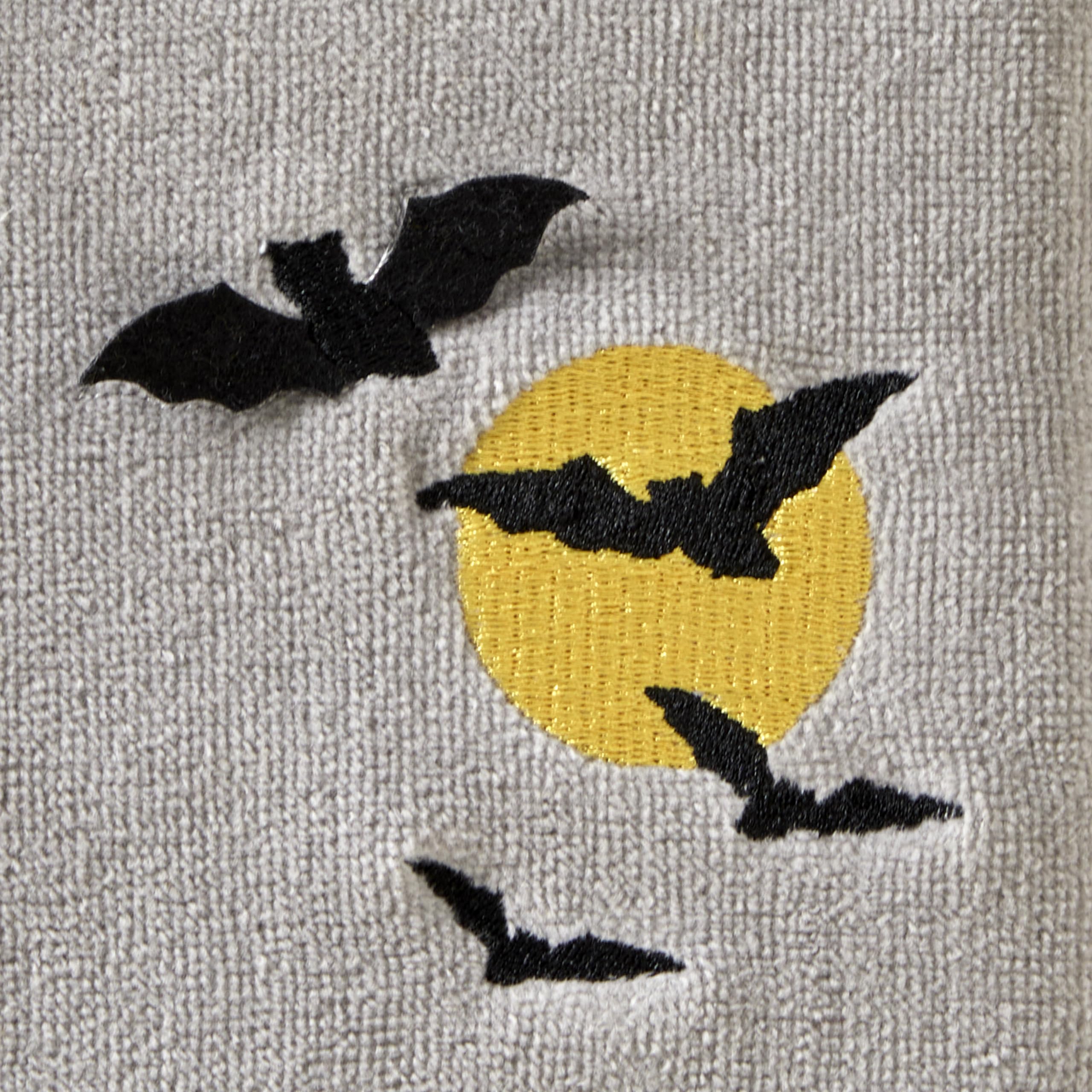 Skl Home Halloween Full Moon Flight 3D Hand Towel 2Pc Set For Bath/Kitchen/Bar & Gift, Gray