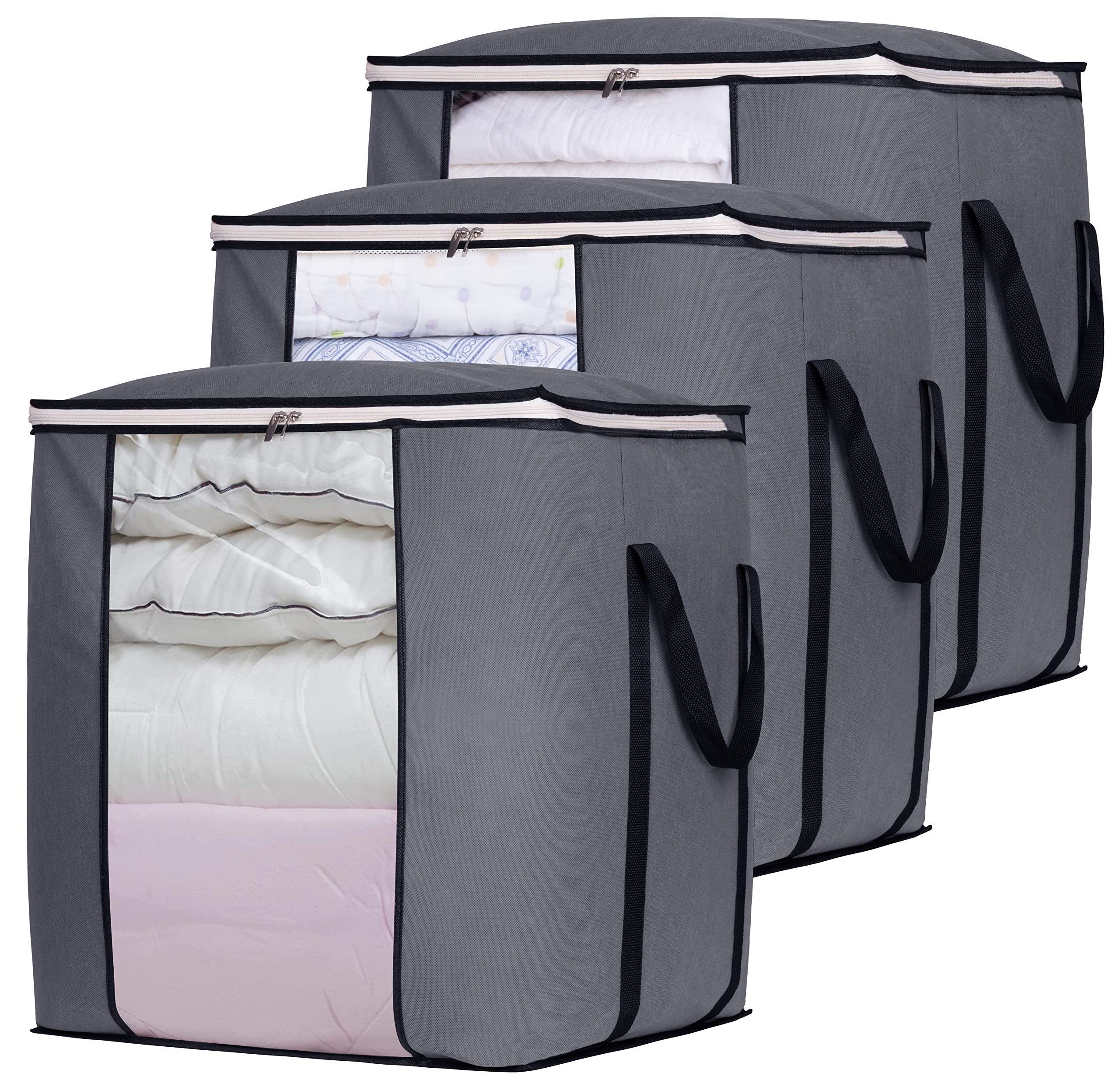 SLEEPING LAMB 120L Oversized Blanket Storage Bags Sturdy Fabric Clothes Storage Containers for King Comforter Bedding Pillow She
