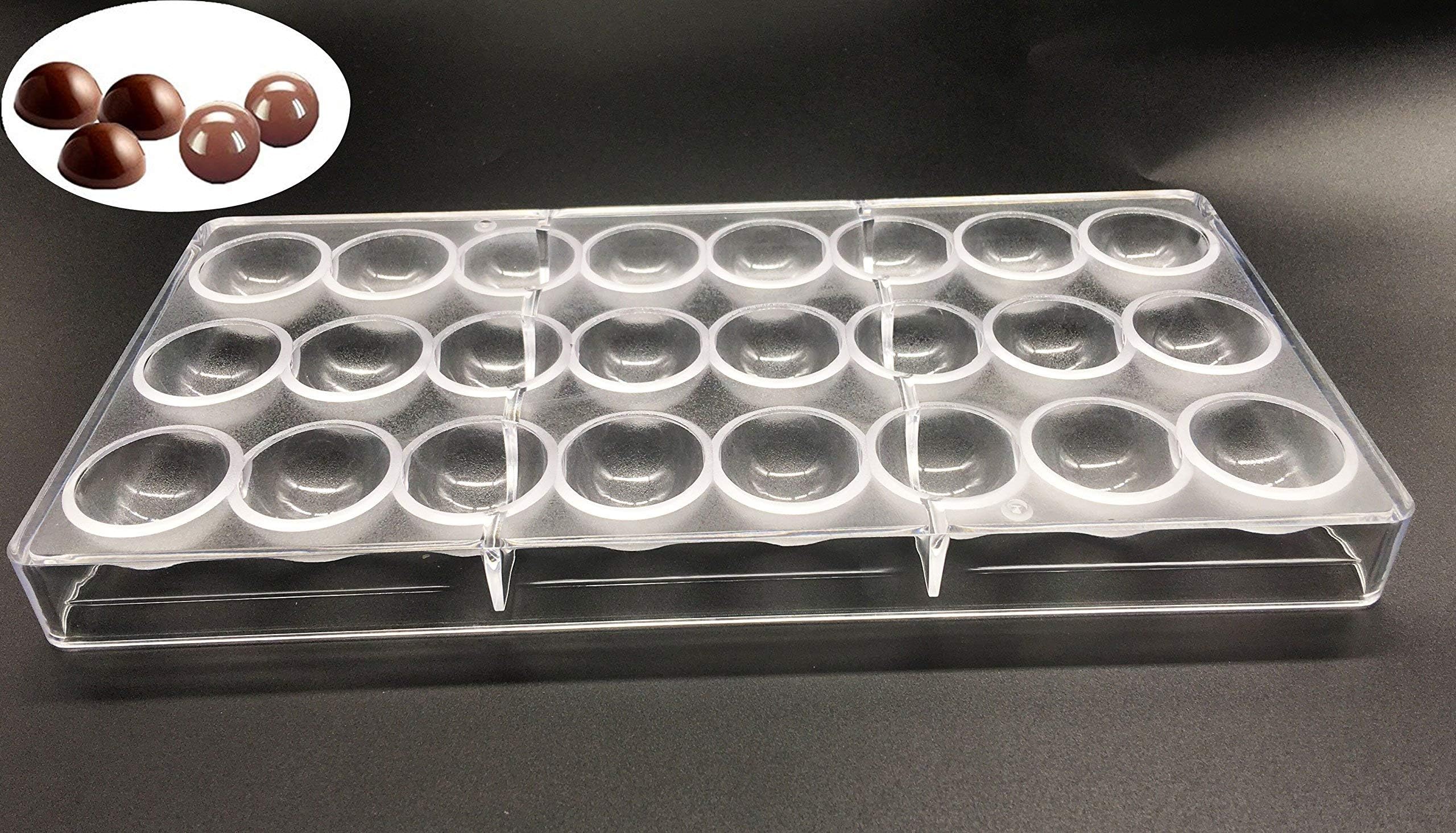 Candy Making Mold, Diamond Clear Polycarbonate Chocolate Mold Jelly Candy Making Mold 21-Piece Tray (Round Candy Mold)